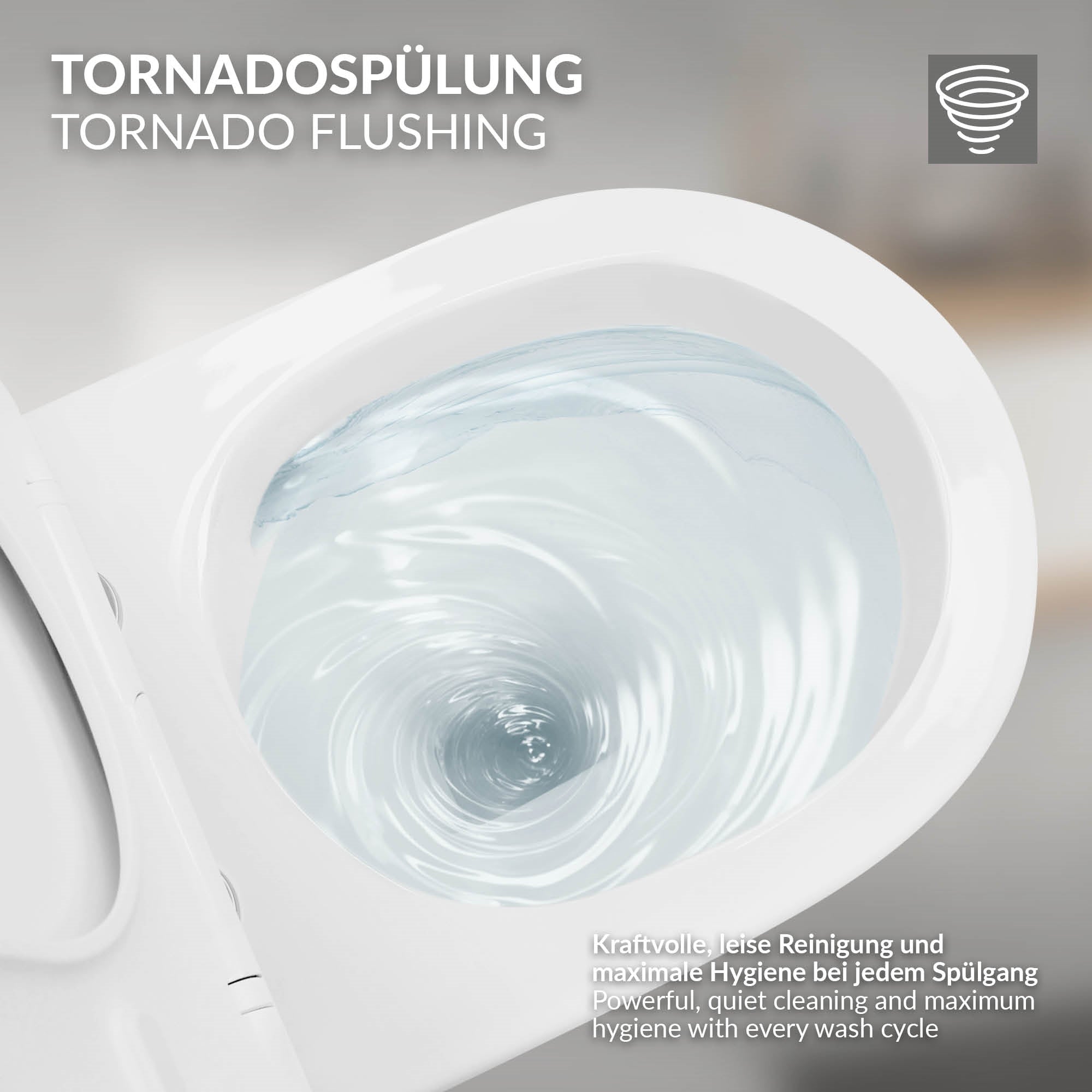 Toiletpot met waterwerveling voor effectieve reiniging.