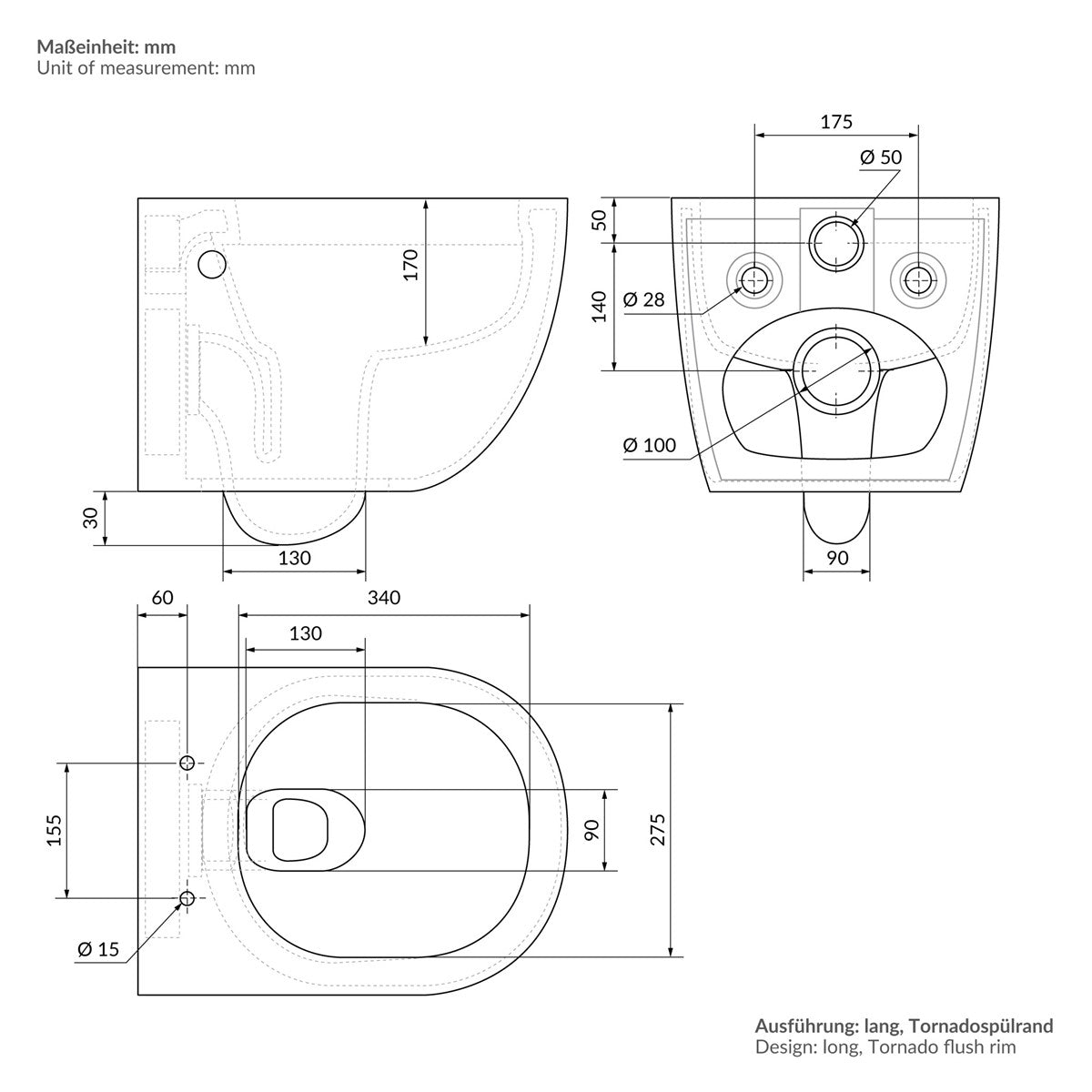 Desenho técnico de uma sanita com dimensões em milímetros.