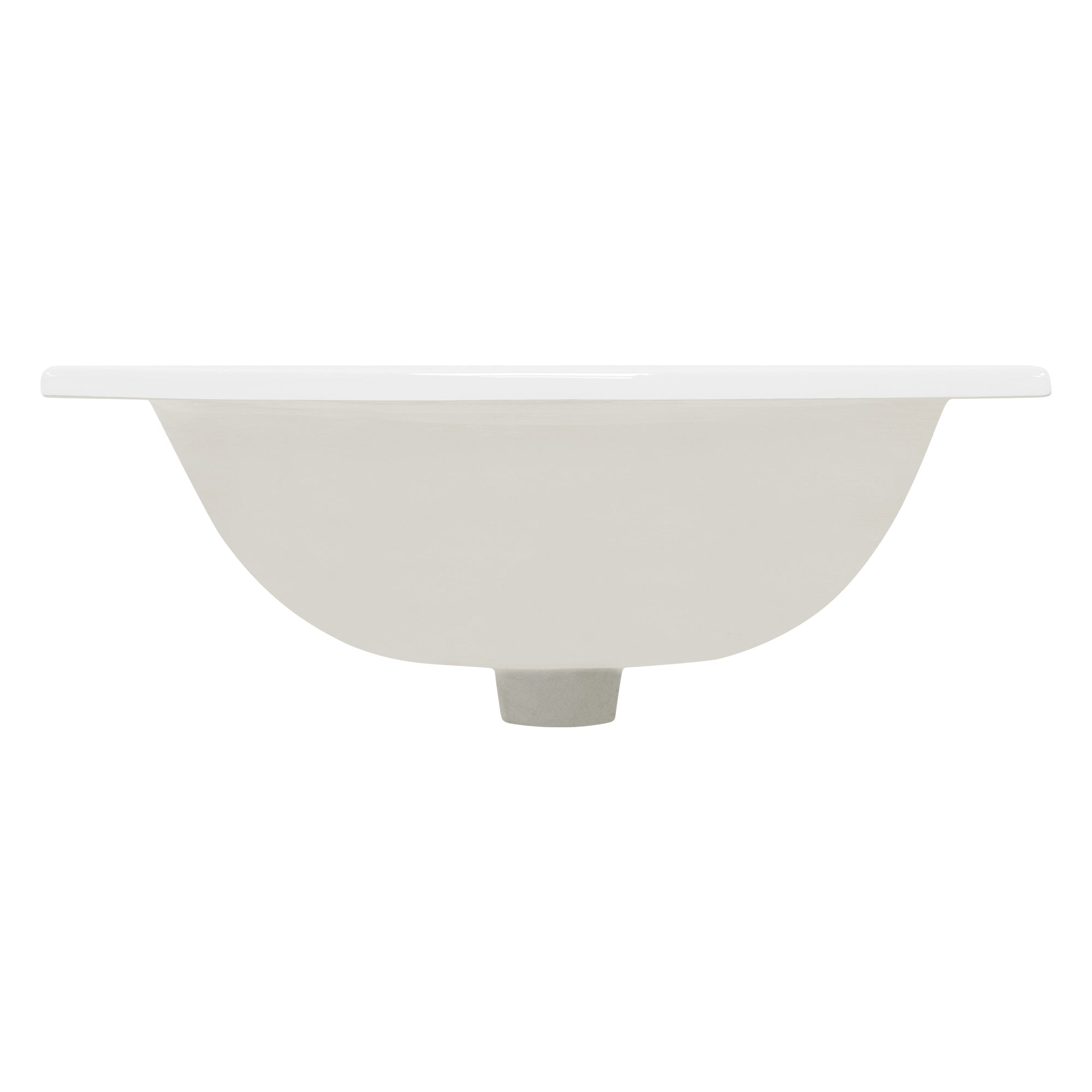 White bowl with rounded edges, viewed from above.