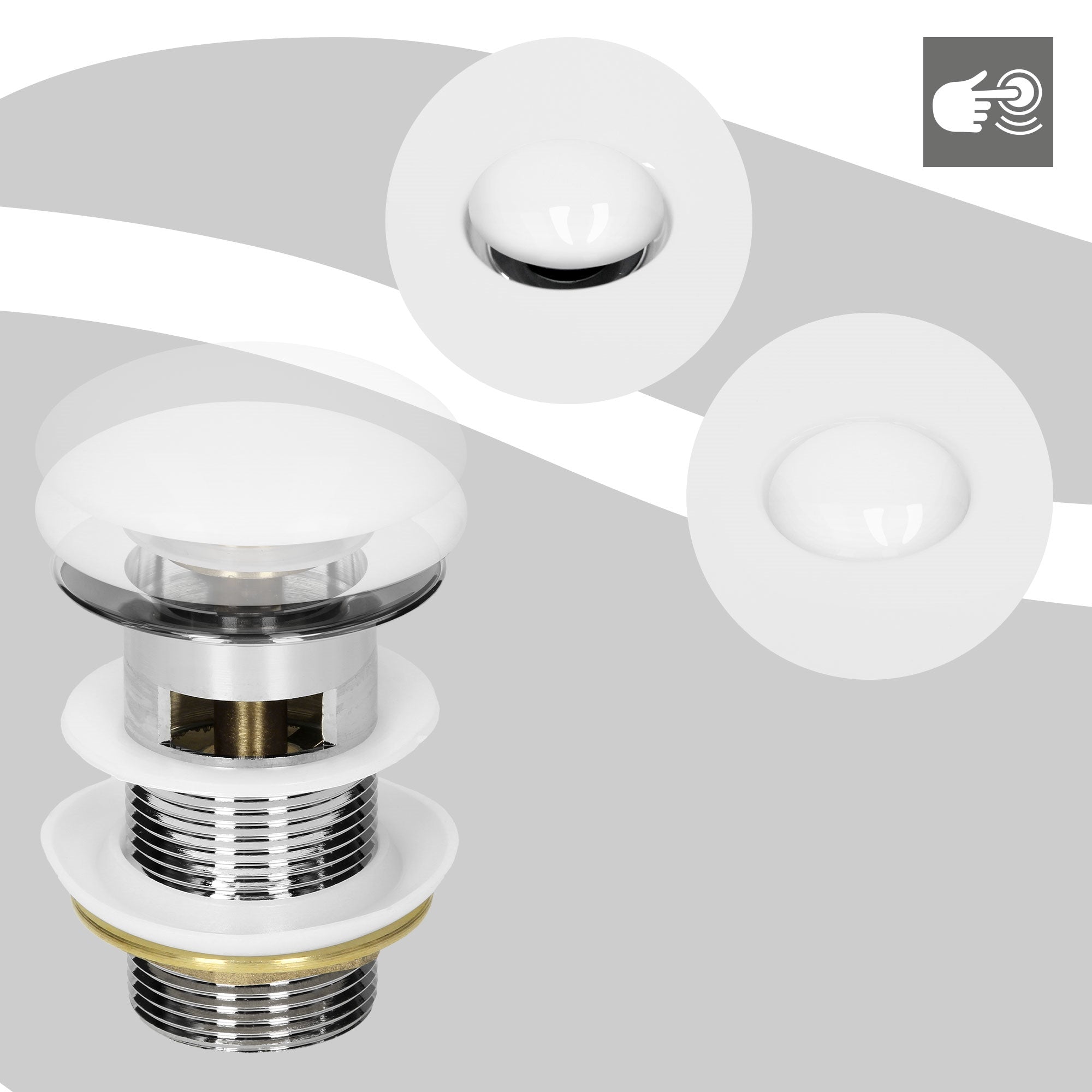 Afløb med to varianter, en af dem er trykket.