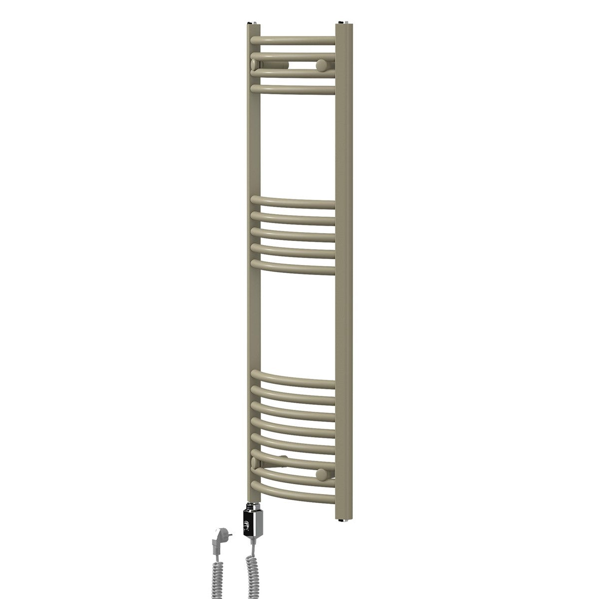 Handtuchwärmer in beige, freistehend mit elektrischer Anschlussmöglichkeit.