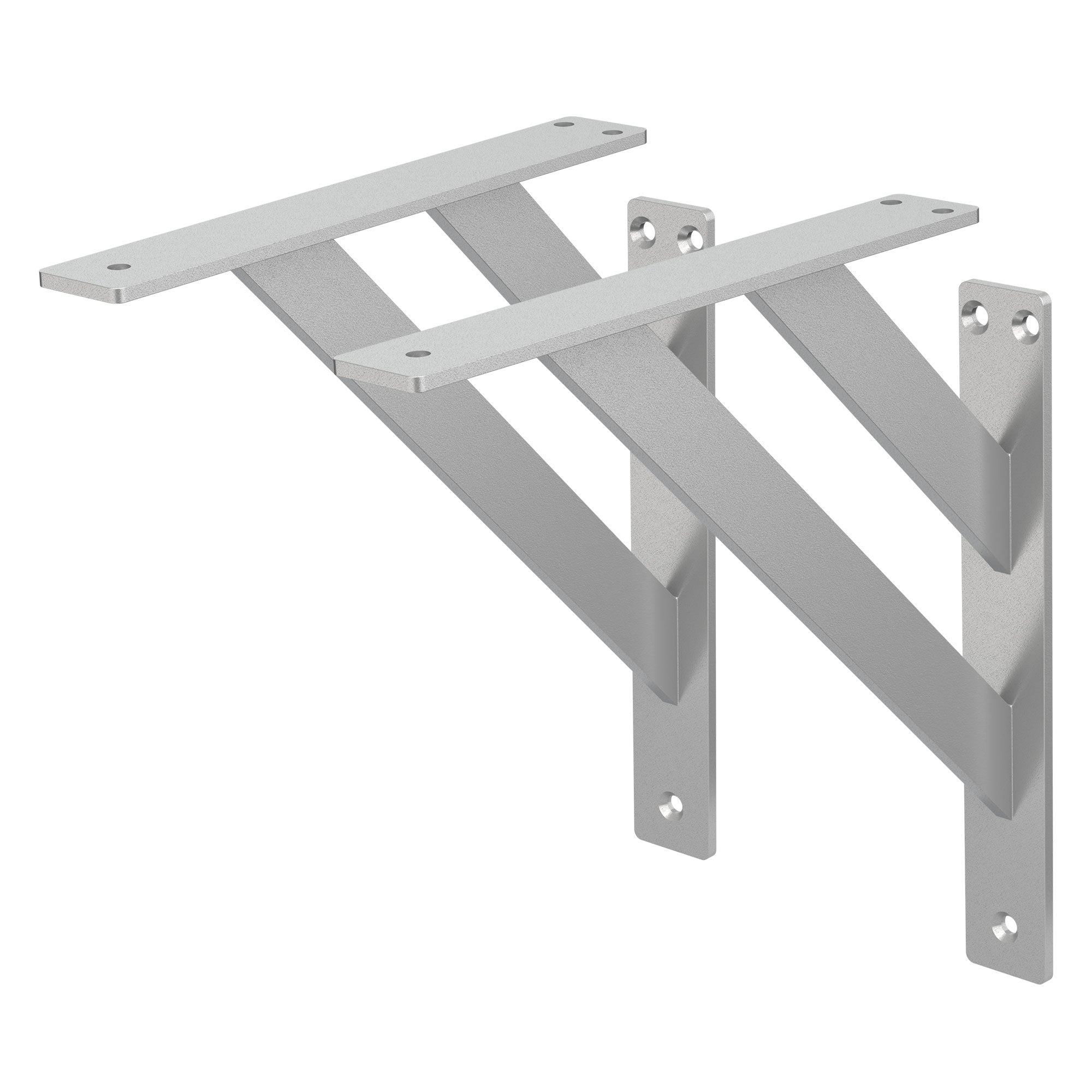Zwei Halterungen aus Metall mit zwei horizontalen Streben.