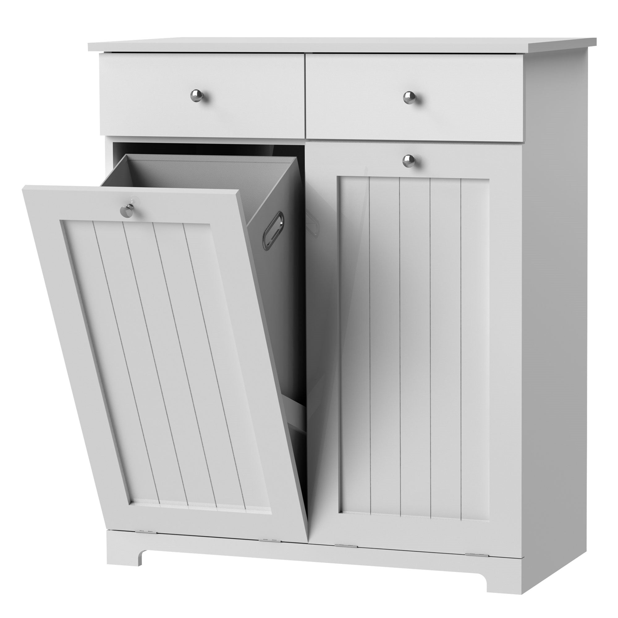 Schrank mit zwei Türen, eine Tür offen, Maße: 75 cm x 37 cm x 90 cm.