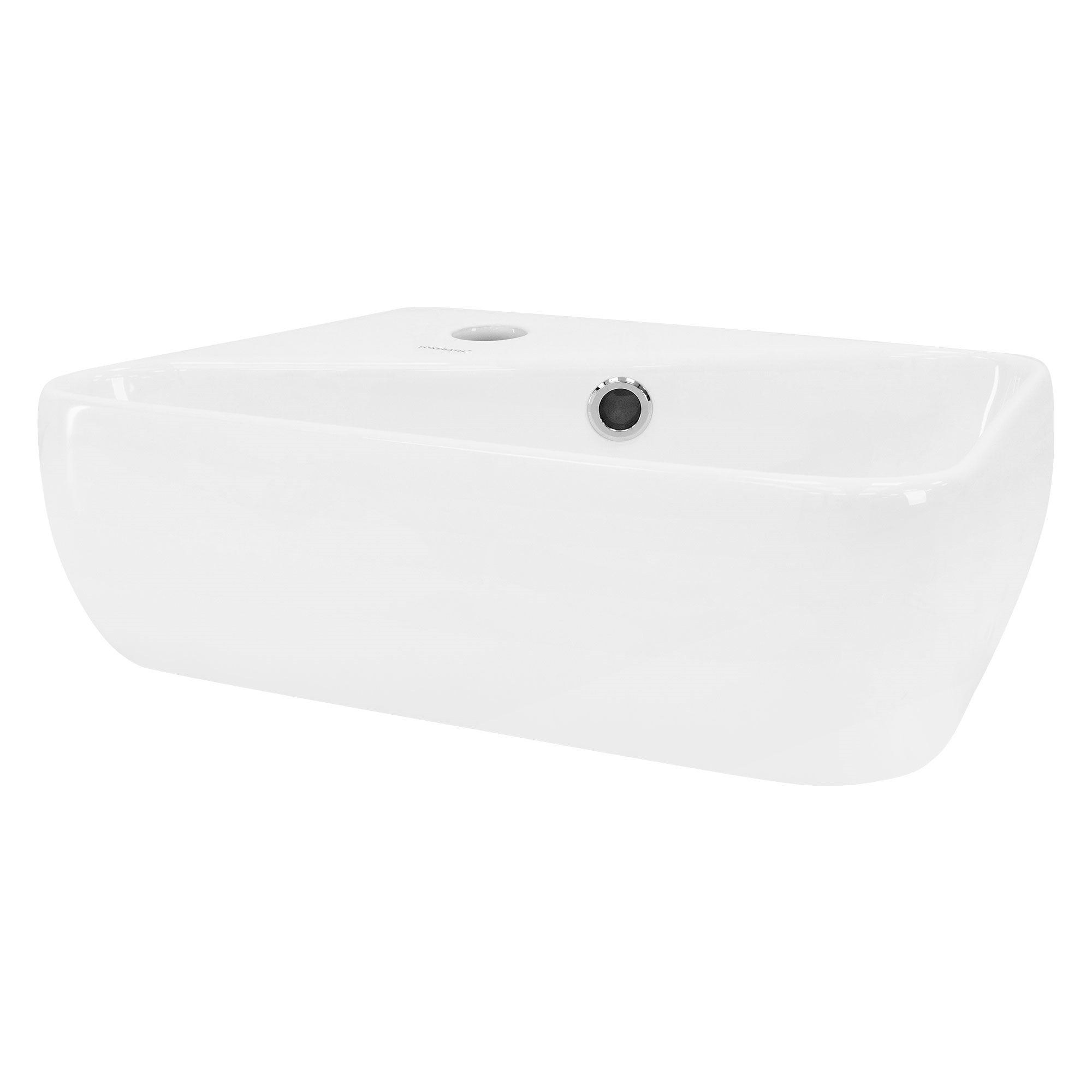 Weiße Badewanne mit einem Wasserhahn und einem Knopf auf der Oberseite.