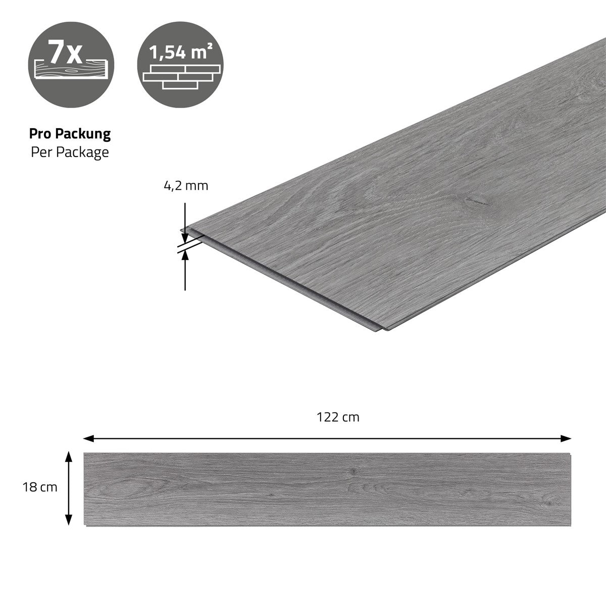 Afmetingen en details van een vinylvloer in een afbeelding.