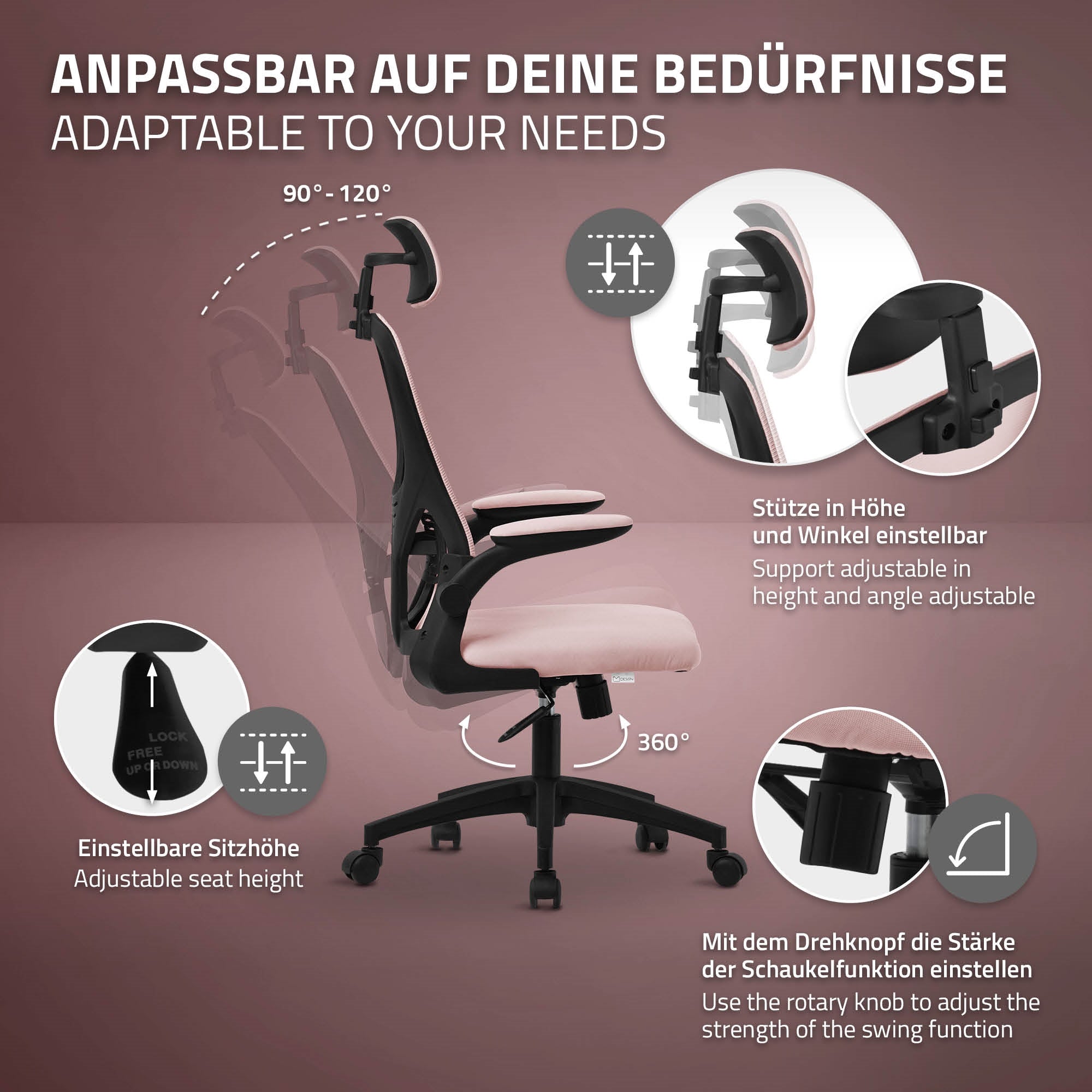 Ergonomic office chair with adjustable back support and seat height.