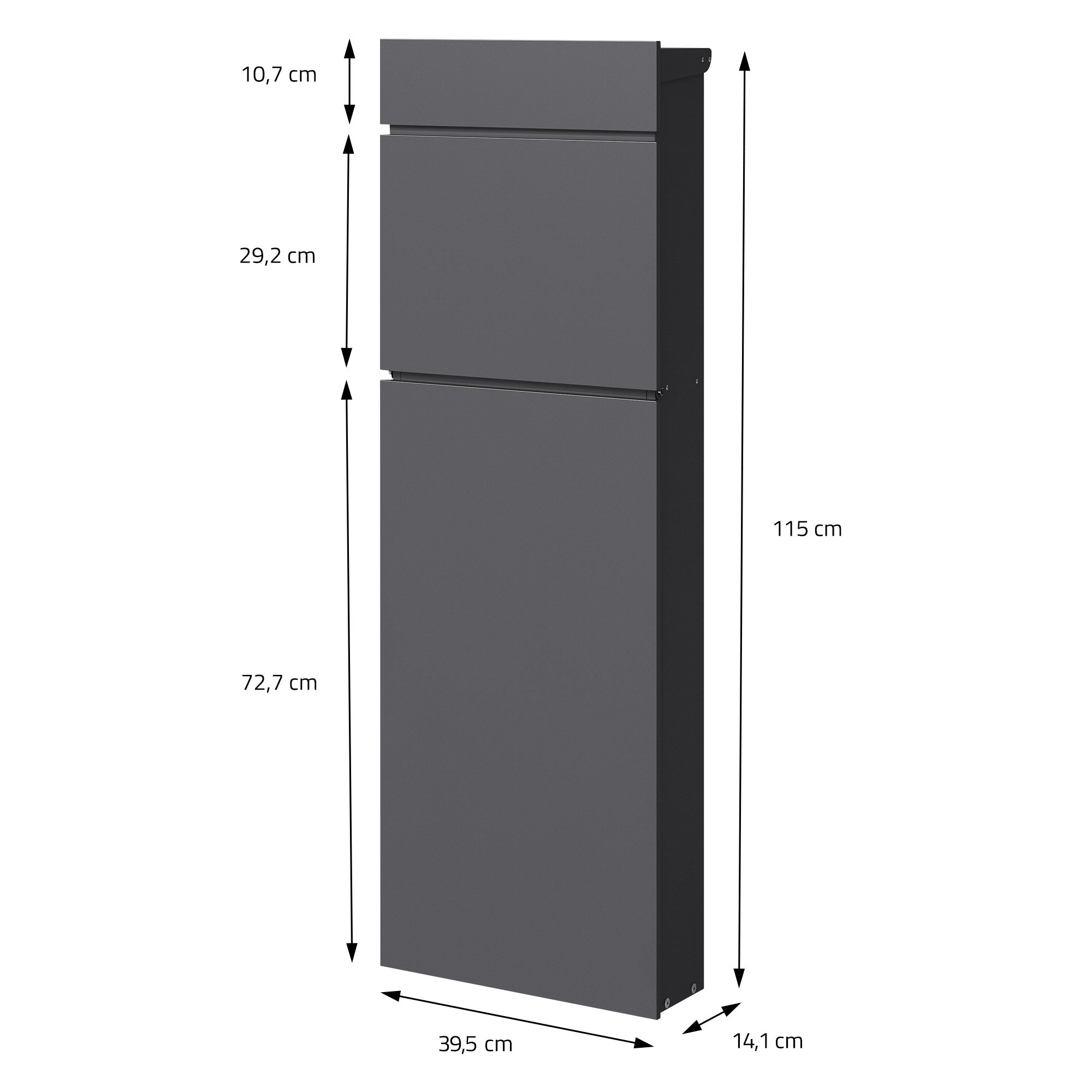 Armoire avec dimensions et détails techniques sur un fond blanc.