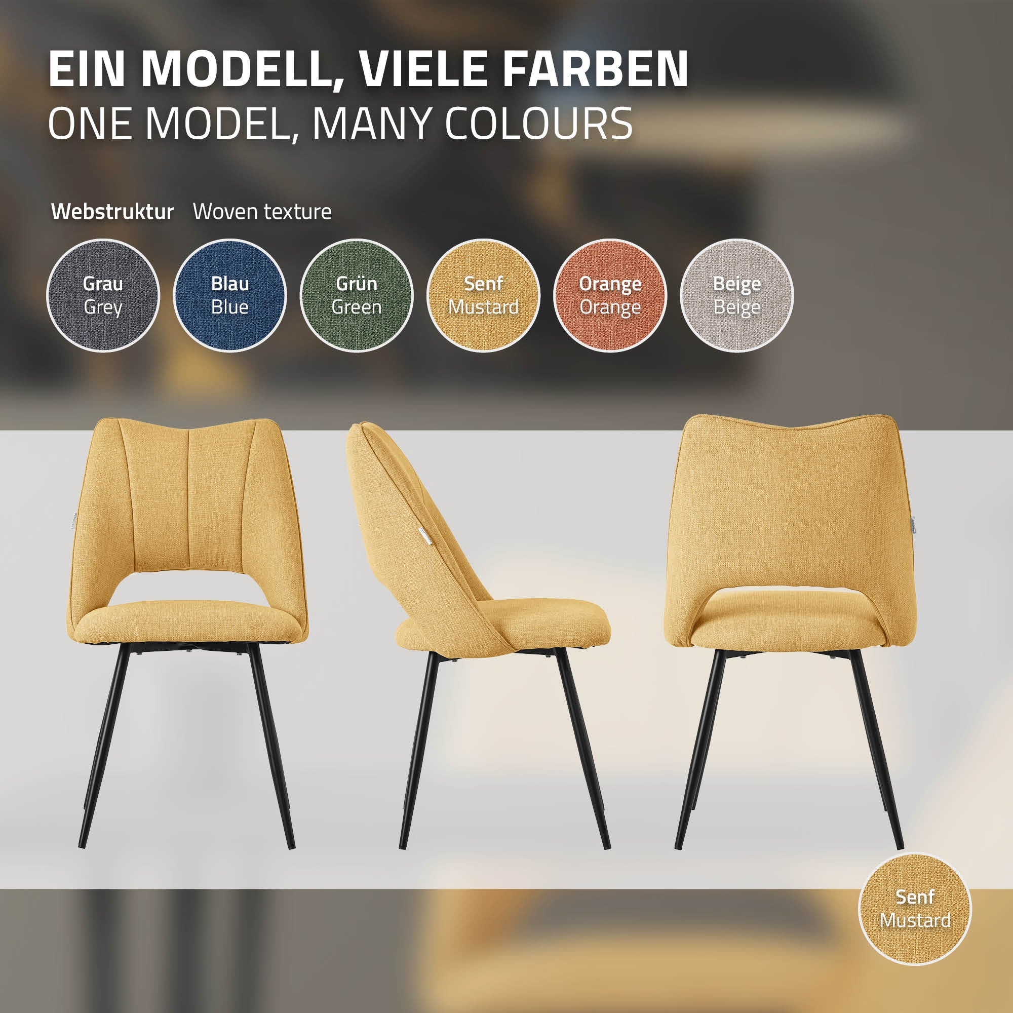 Stuhlmodell in verschiedenen Farben auf einem Hintergrund.