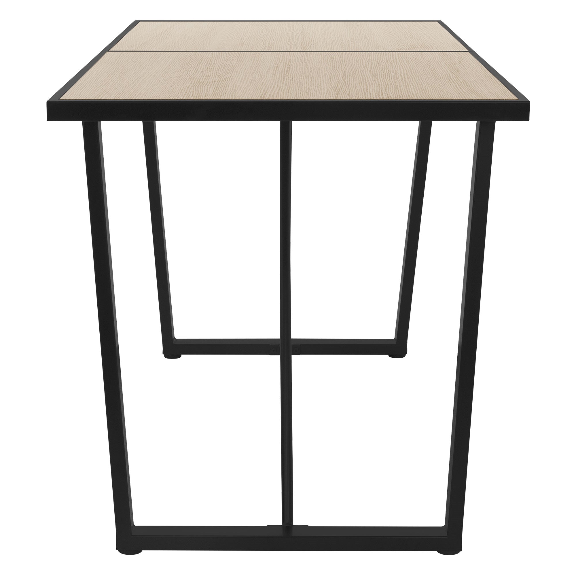 Schwarzer Tisch mit zwei Platten und einem stabilen Gestell.