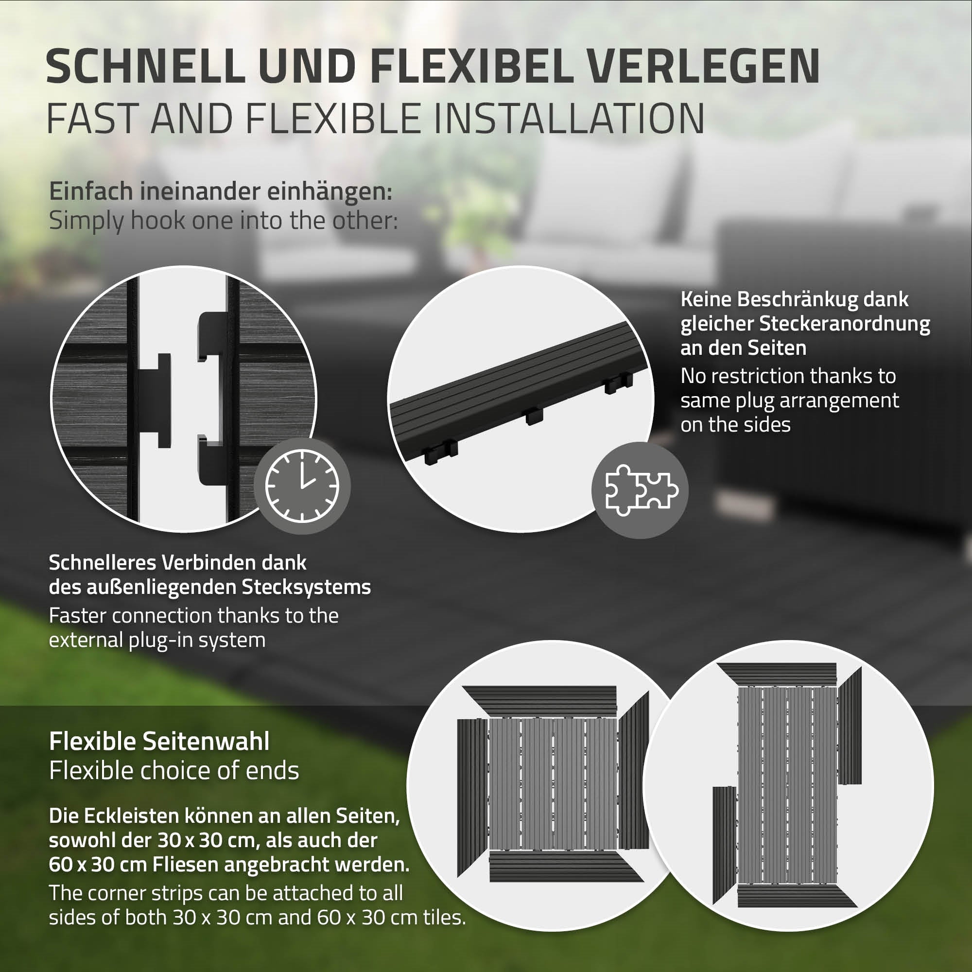 Instructions for the flexible installation of wooden panels with connection system.