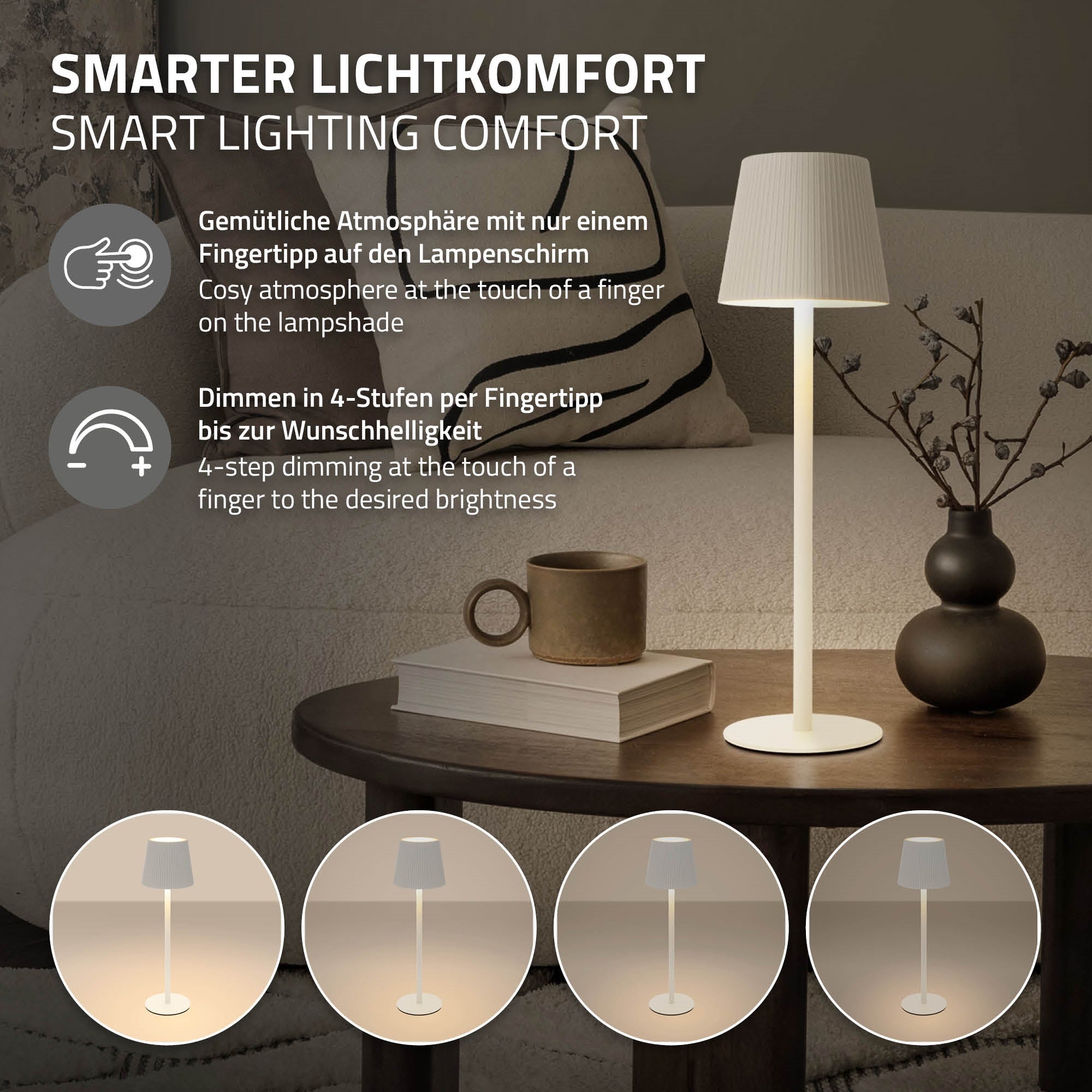 Lampadaire sur une table, entouré d'une tasse et d'une atmosphère confortable.