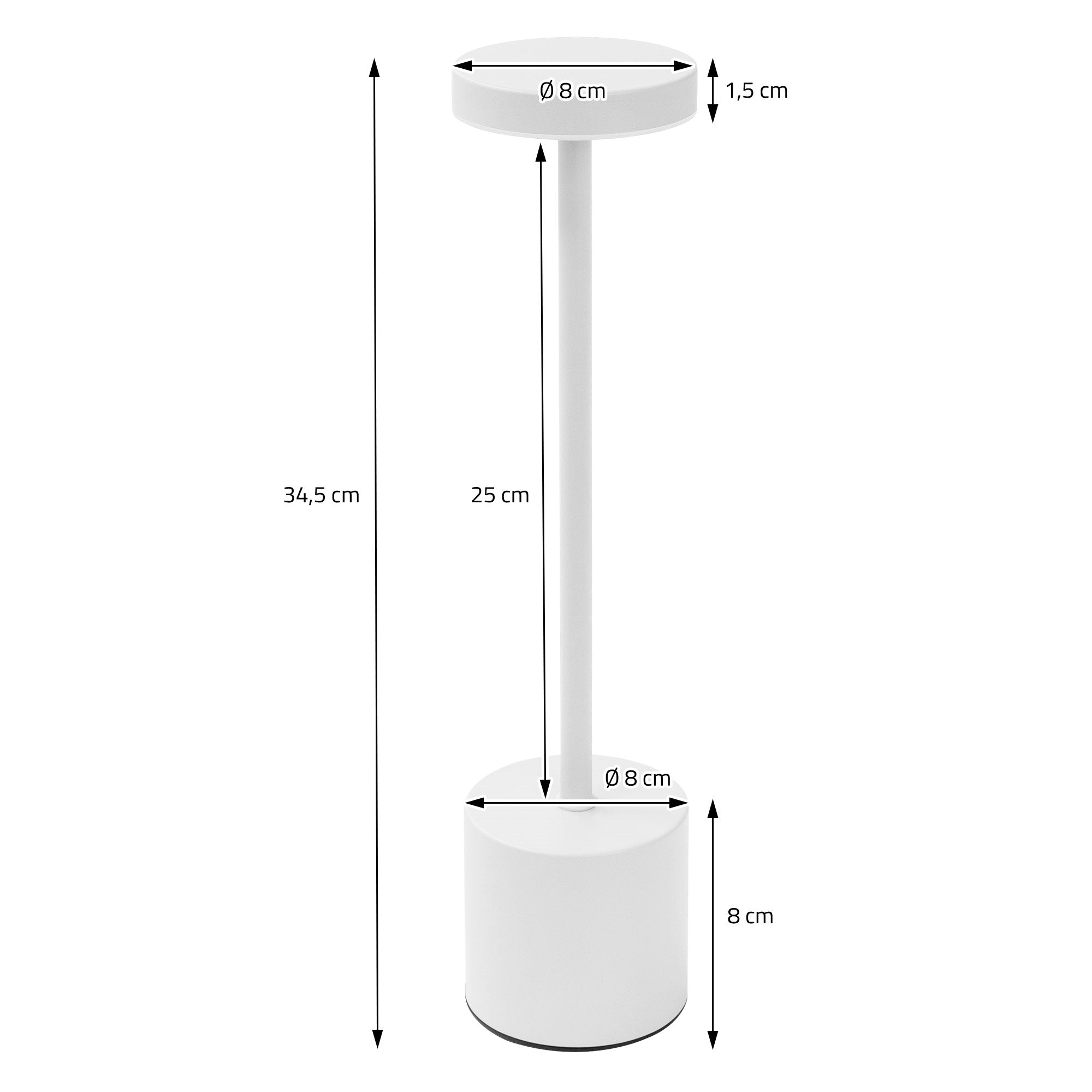 Stehlampe mit runder Basis und schmalem, geradem Ständer.
