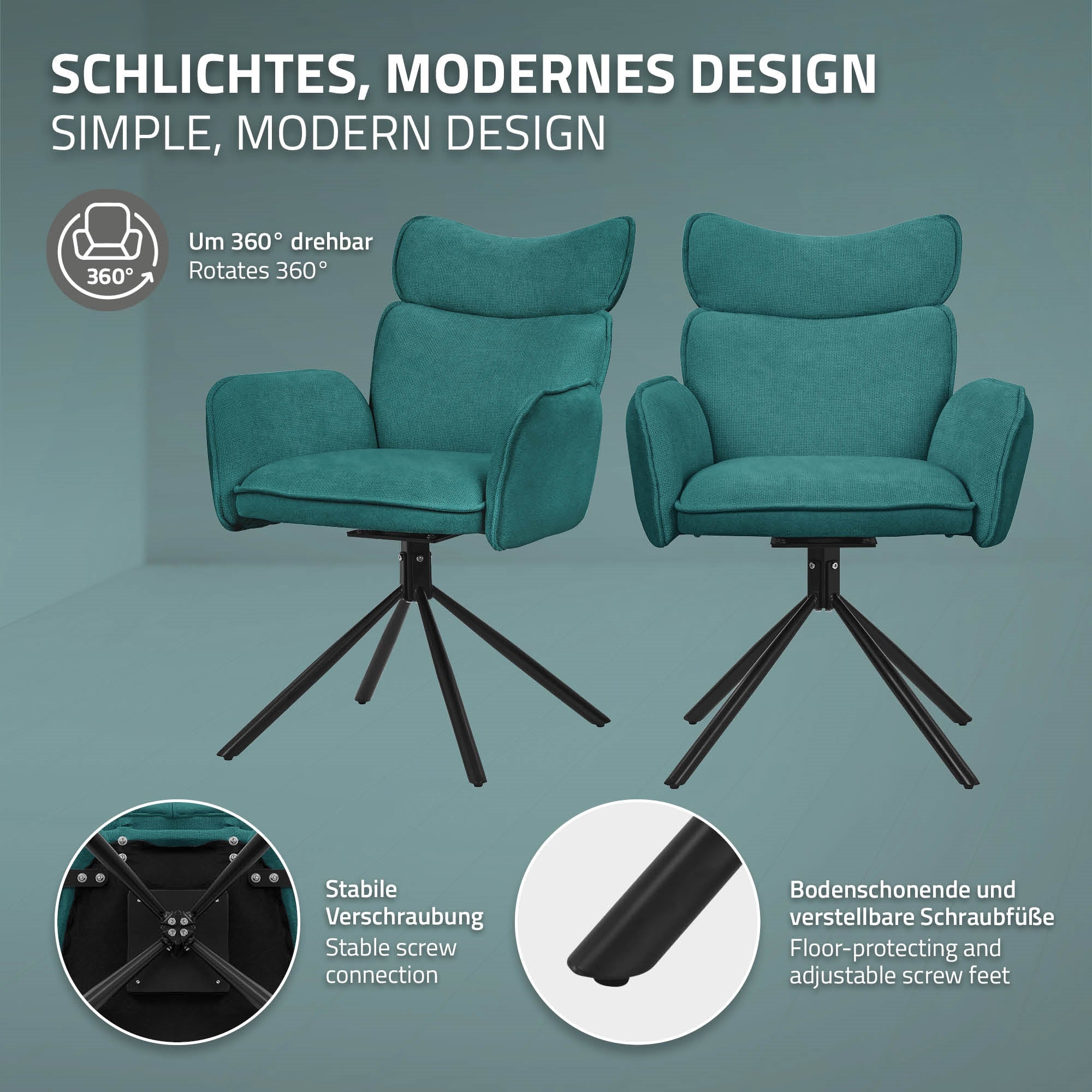 Une chaise au design moderne, pivotante et avec une connexion stable.