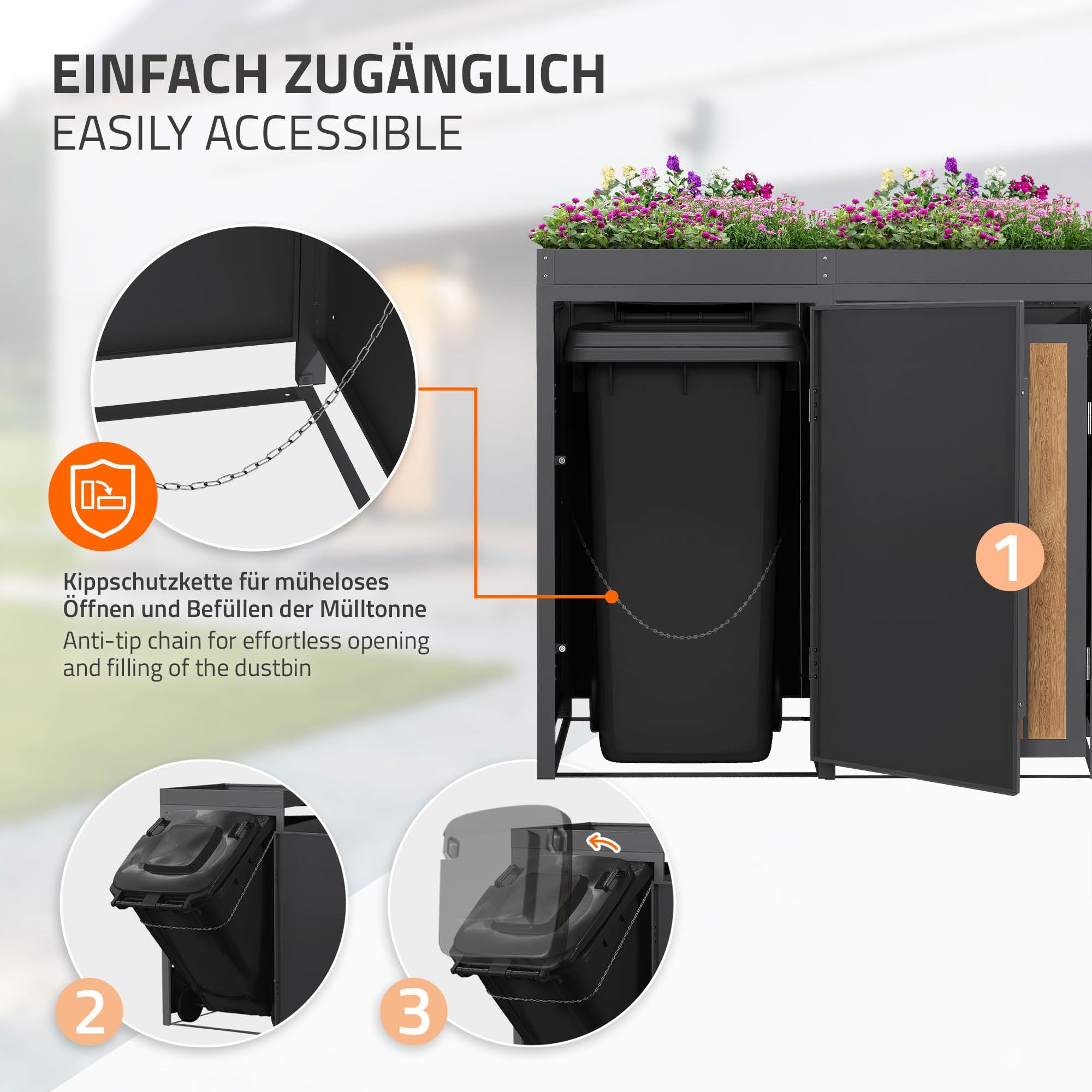 Graphique montrant la facilité d'accès des poubelles.