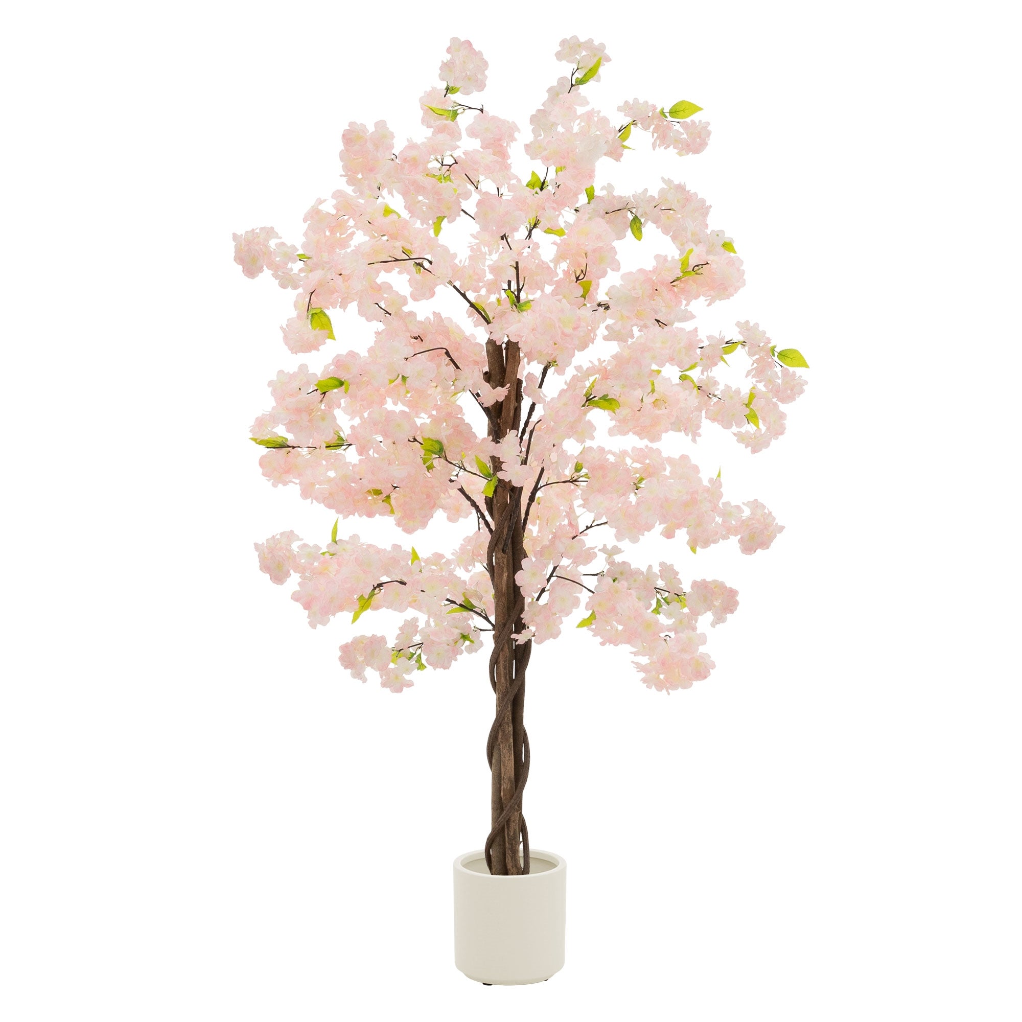 Kunstbaum Kirschbaum, rosa Blüten, im Topf, vor neutralem Hintergrund.
