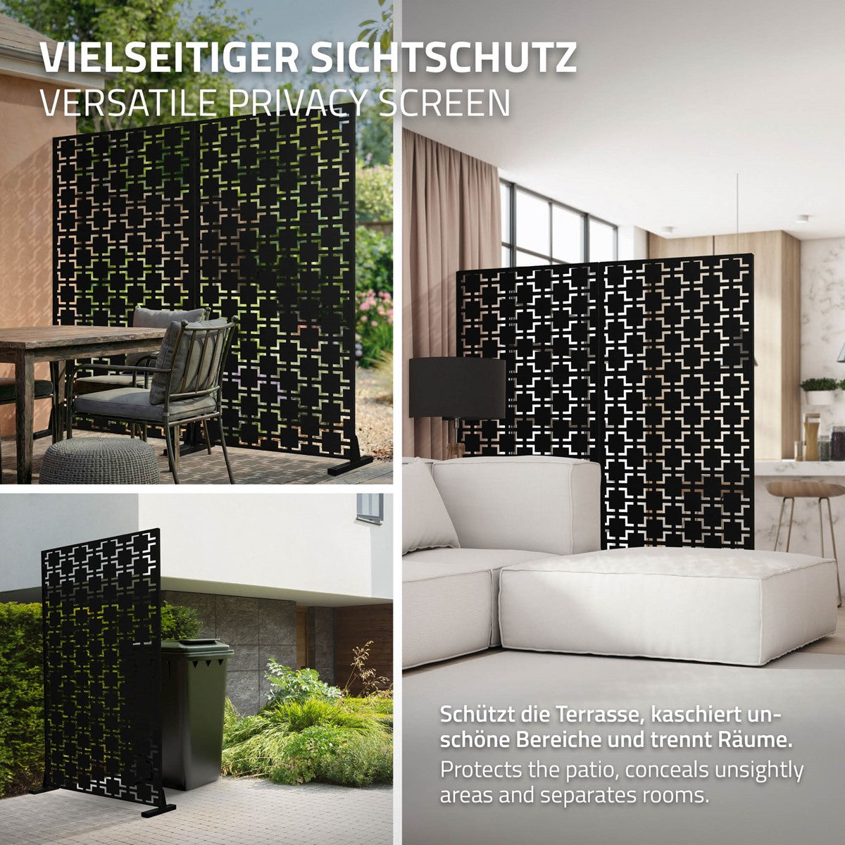 Vielseitiger Sichtschutz in verschiedenen Bereichen.