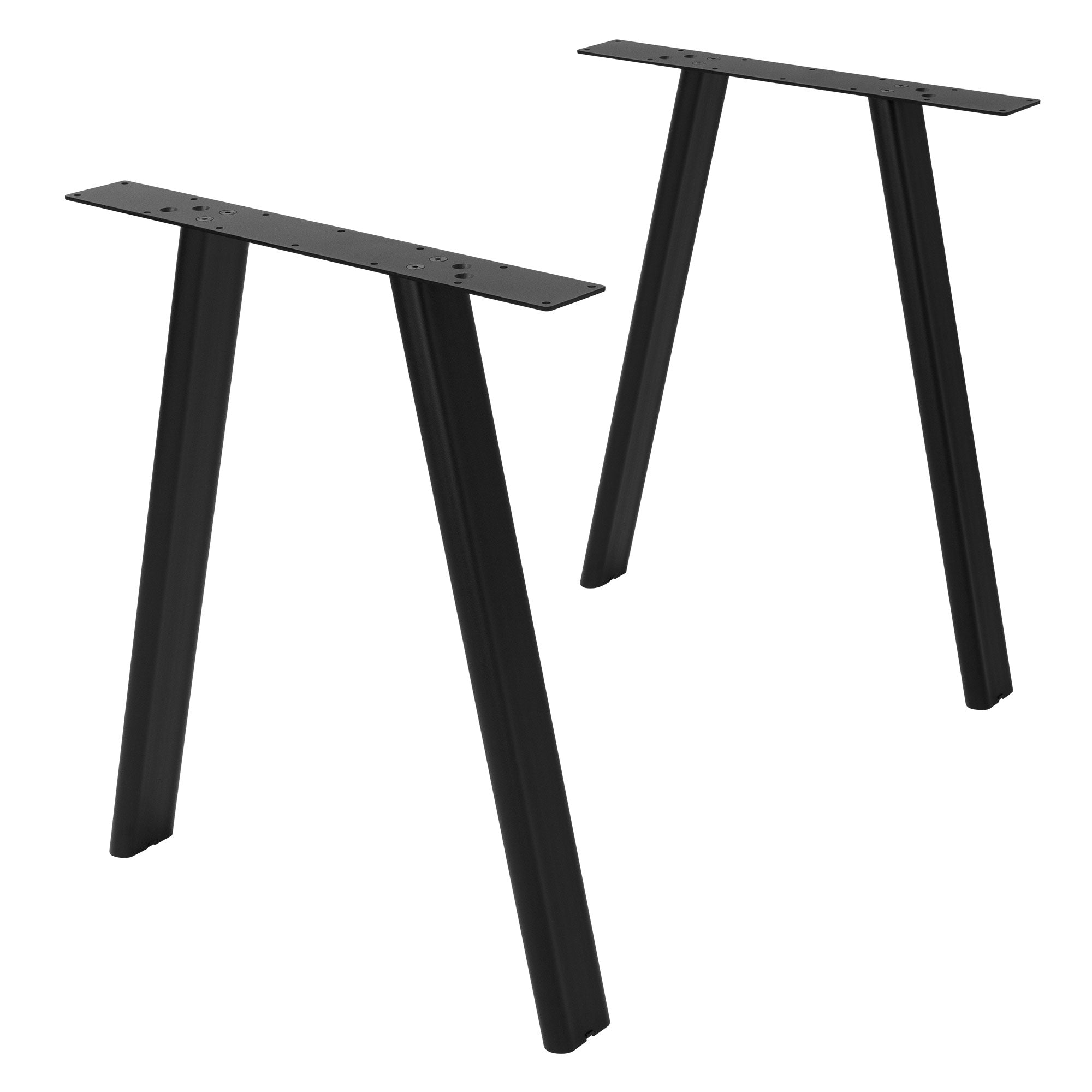 Zwei Tischbeine in Schwarz, geeignet für die Montage an einem Tisch.