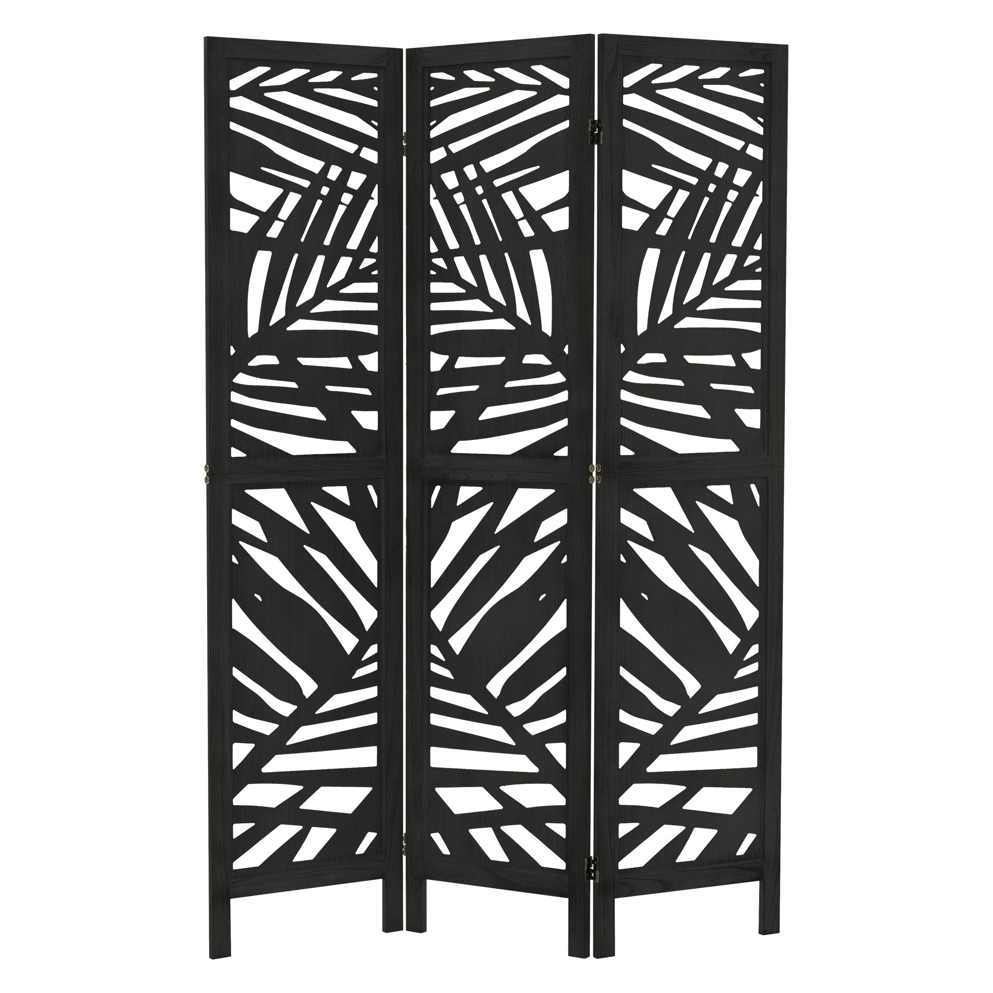 Raumteiler aus Paulowniaholz mit einem modernen, geschwungenen Design.