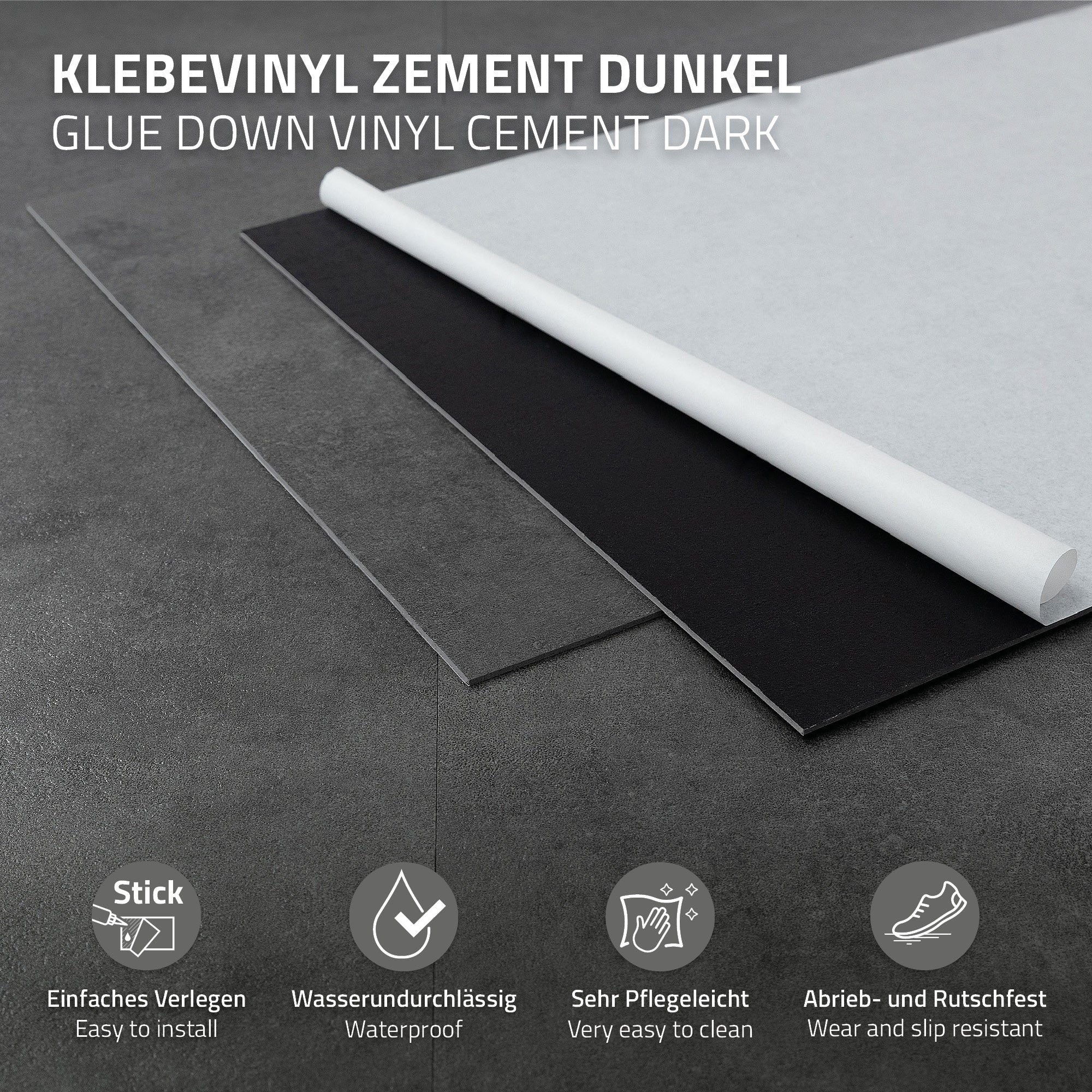Zwei Bodenpaneele in dunkler und heller Farbe auf einem dunkle