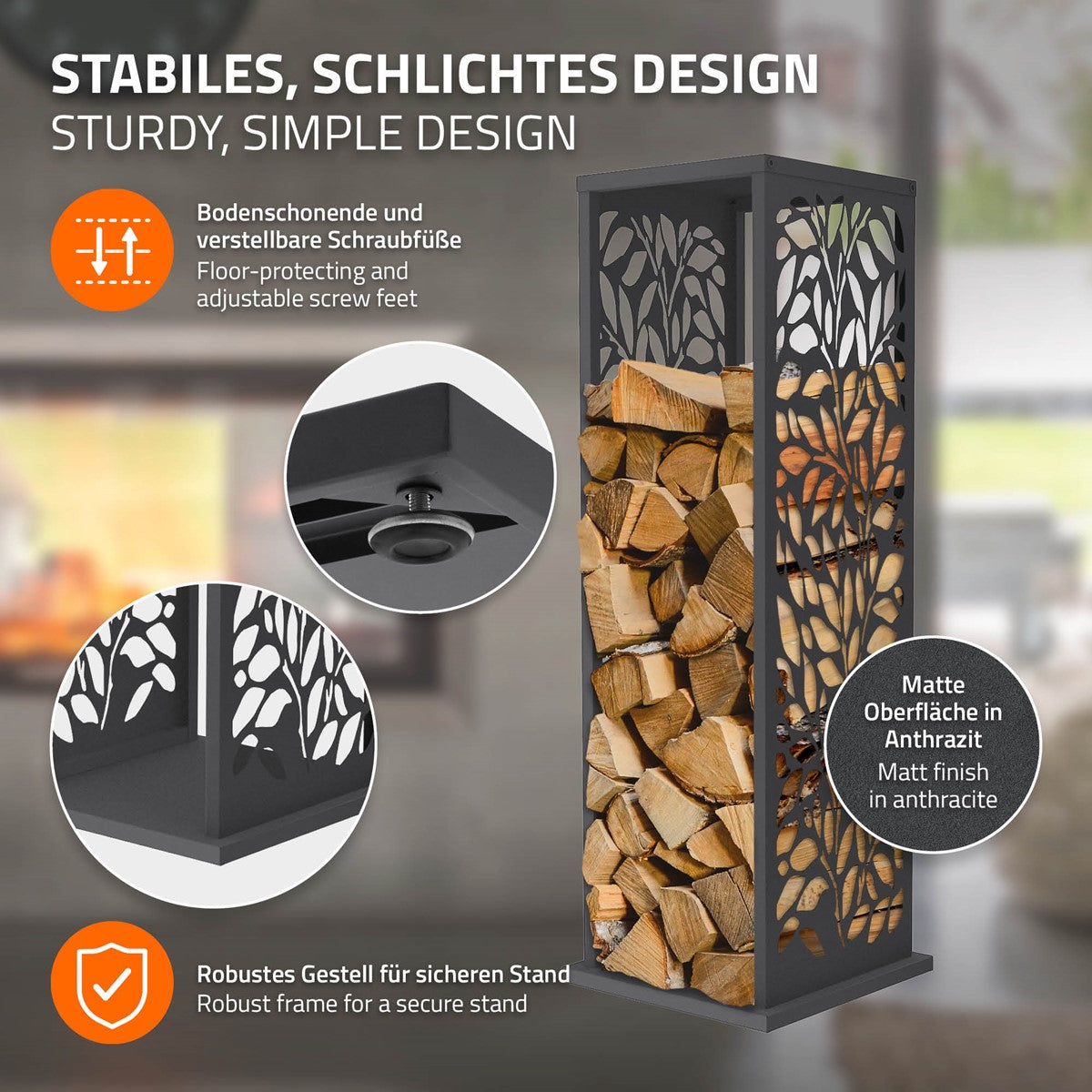 Robustes Regal mit mattem Finish und stabiler Konstruktion.