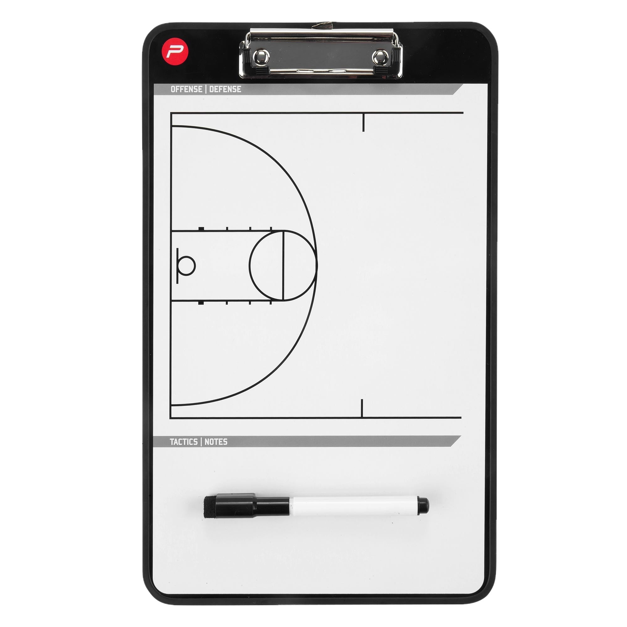Taktické deska s basketbalovým hřištěm a perem.