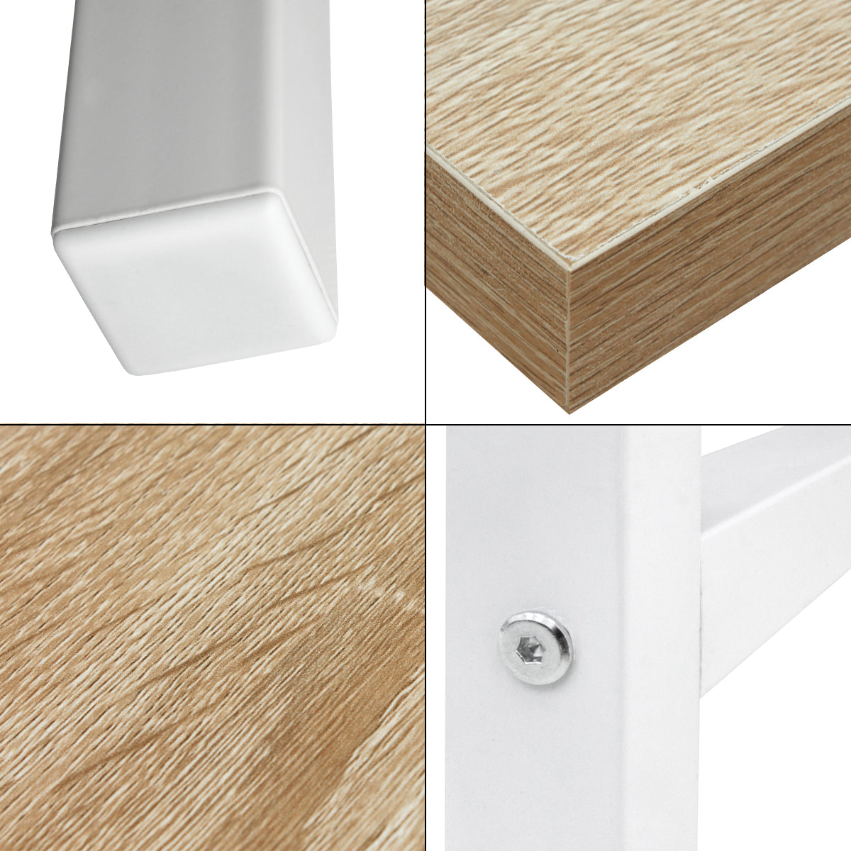 Detail views of table legs and wooden surface.