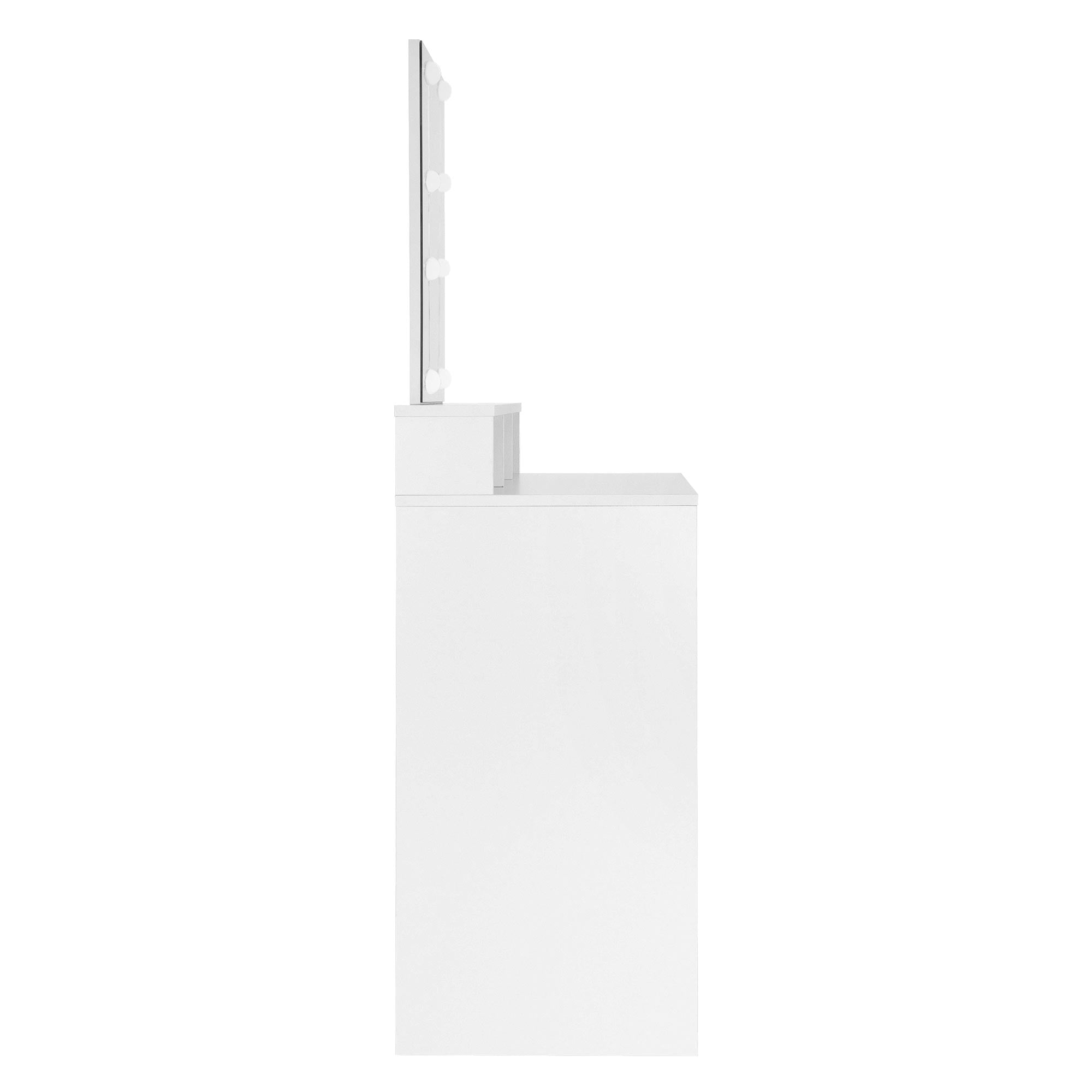 Side view of a dressing table with illuminated mirror.