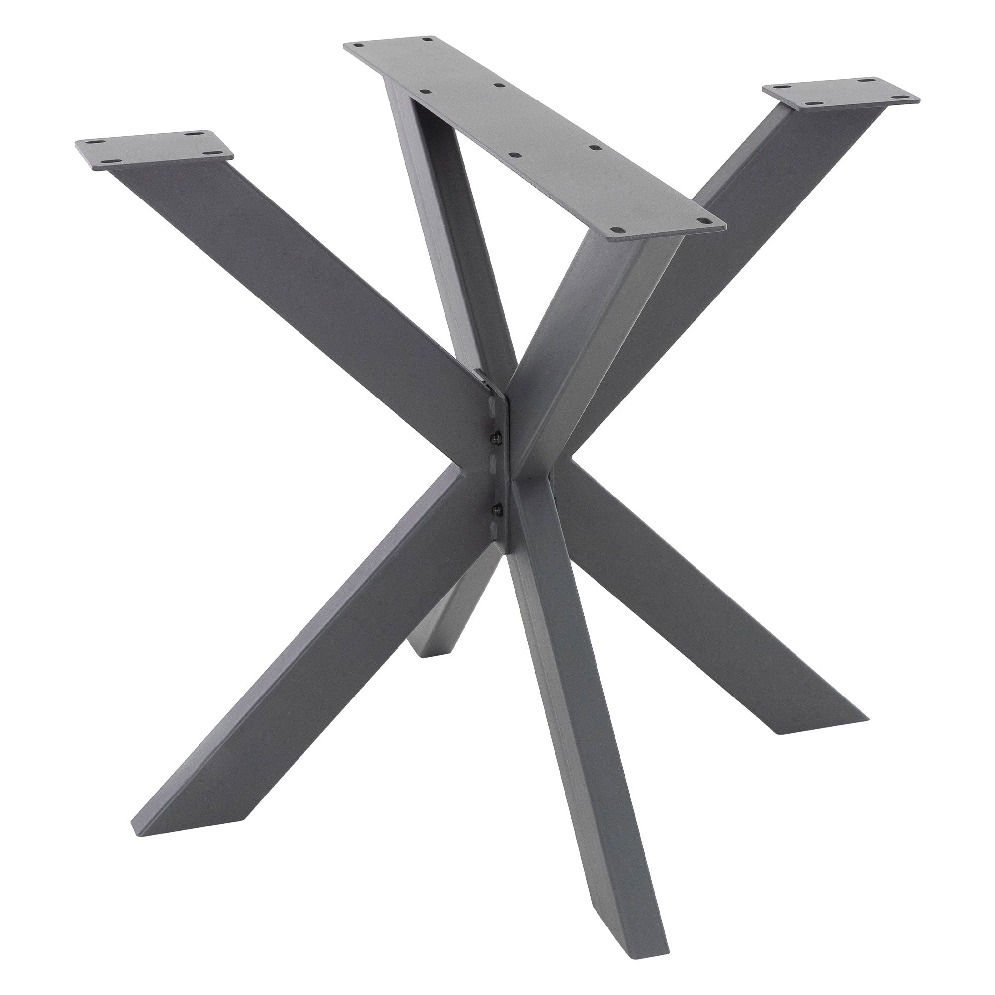 Schwarzer Tischfuß in X-Form aus Metall.