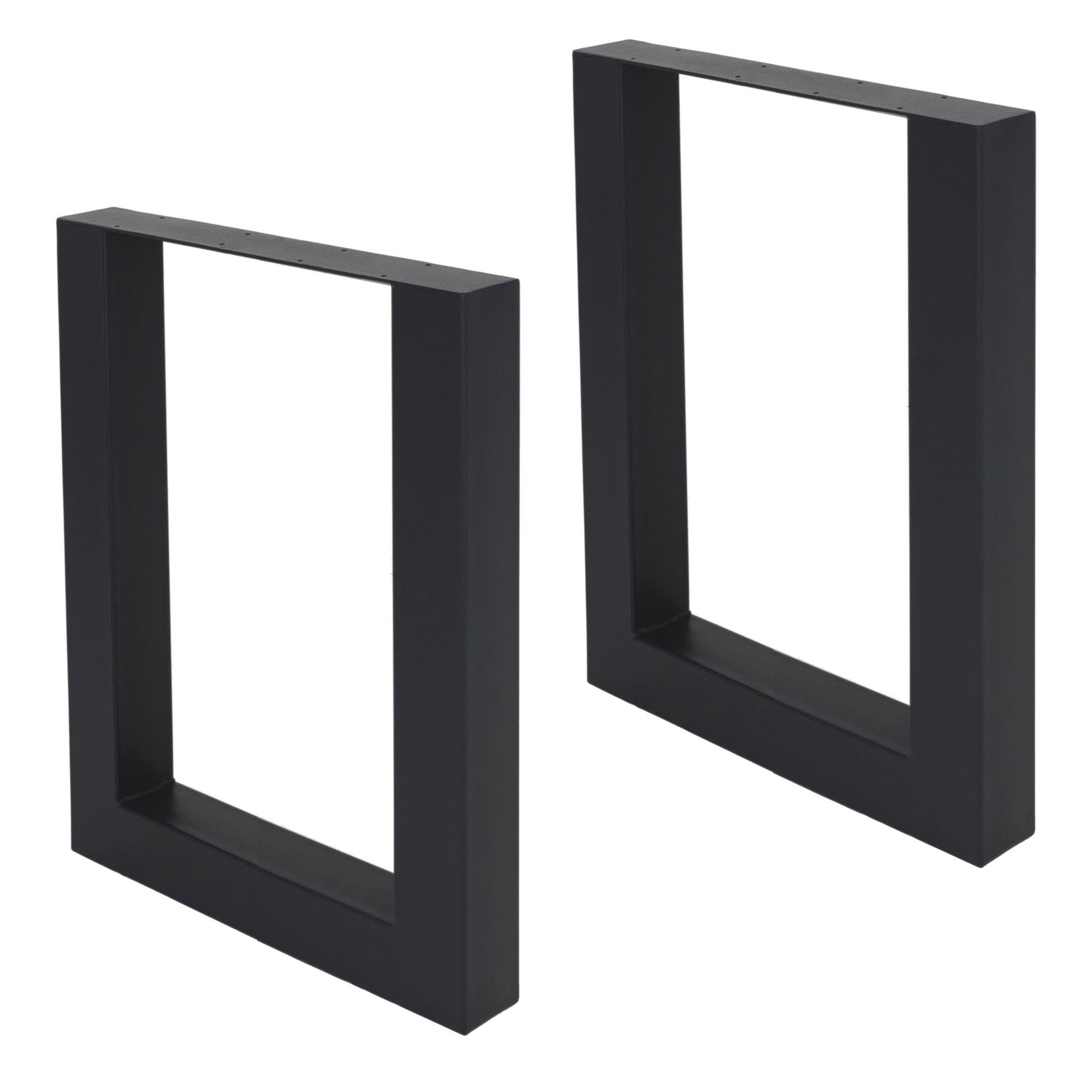 Two black metal frames in rectangular shape on a white background.
