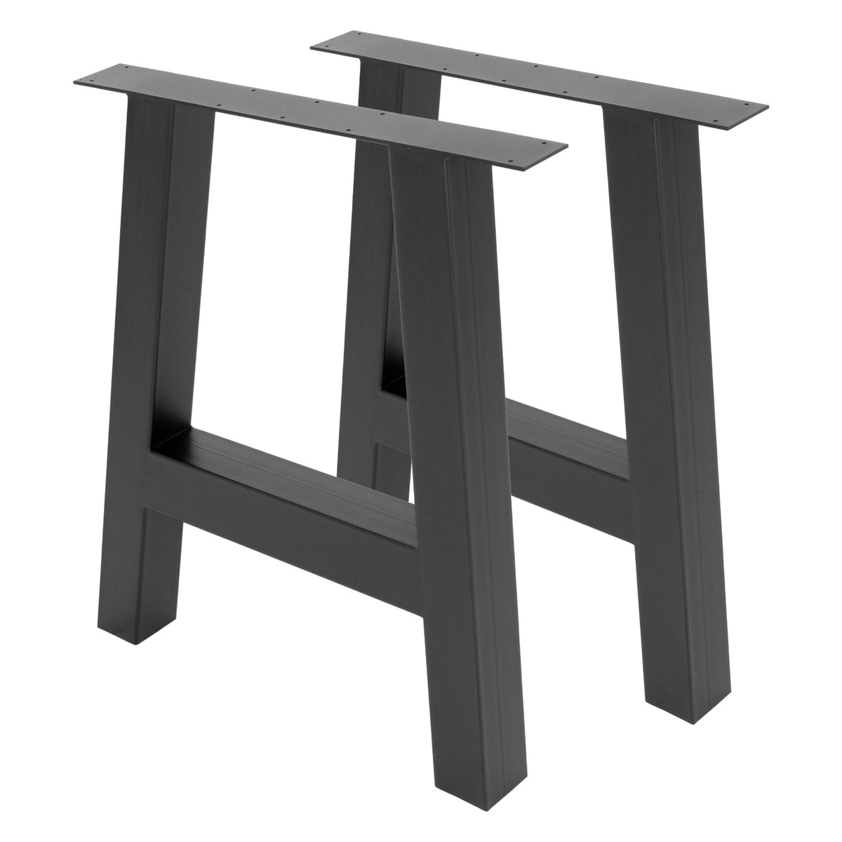 Deux structures de table noires côte à côte sur un fond blanc.