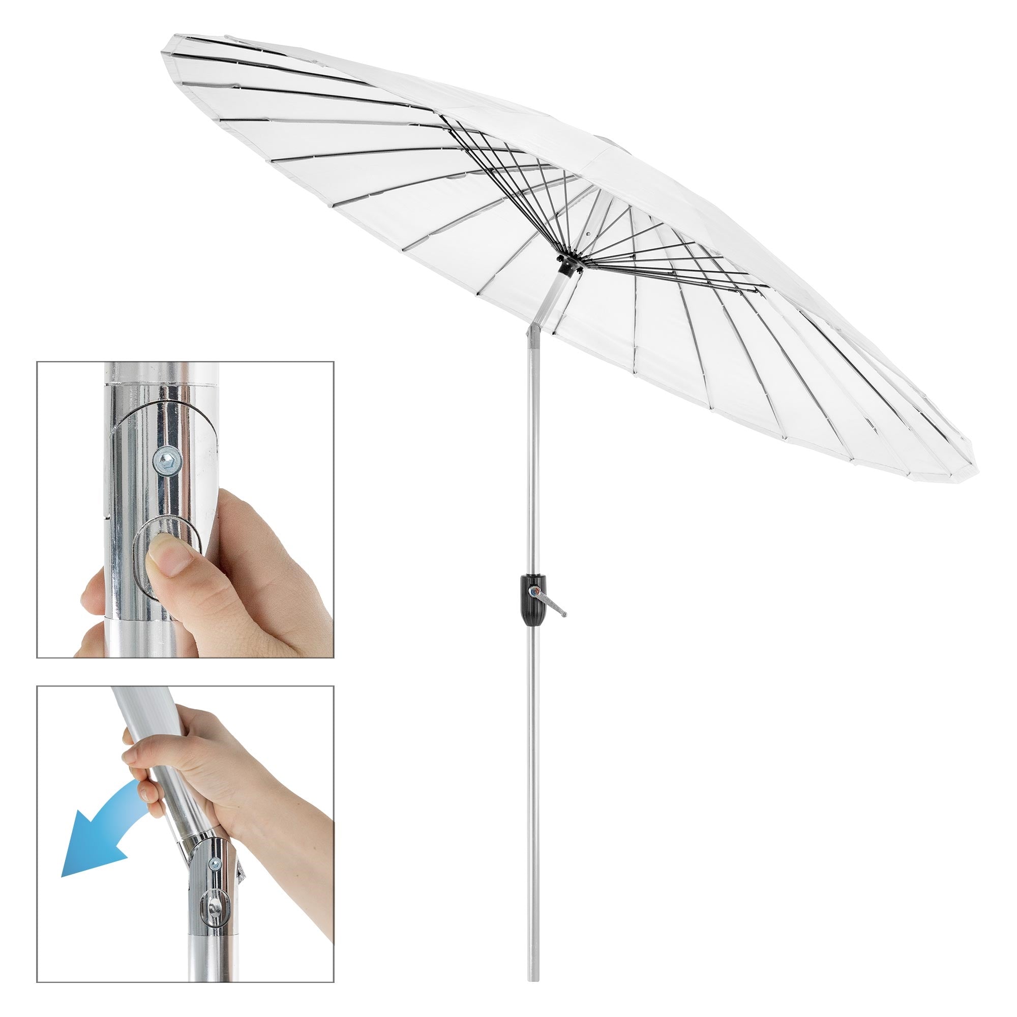 Main actionnant un mécanisme de parasol.