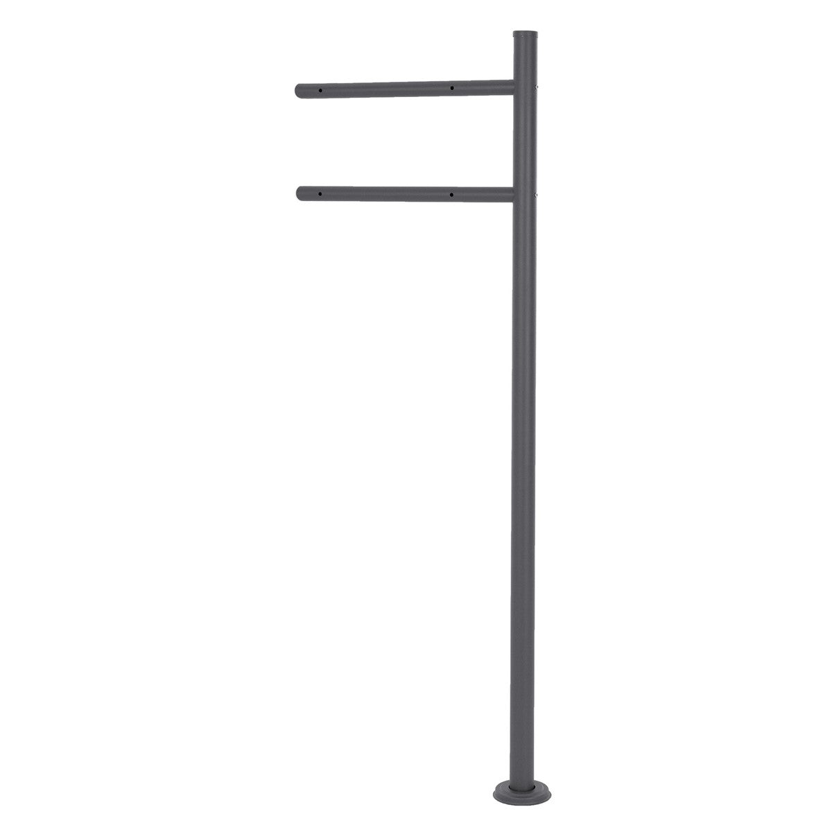 Metal post with two horizontal brackets.