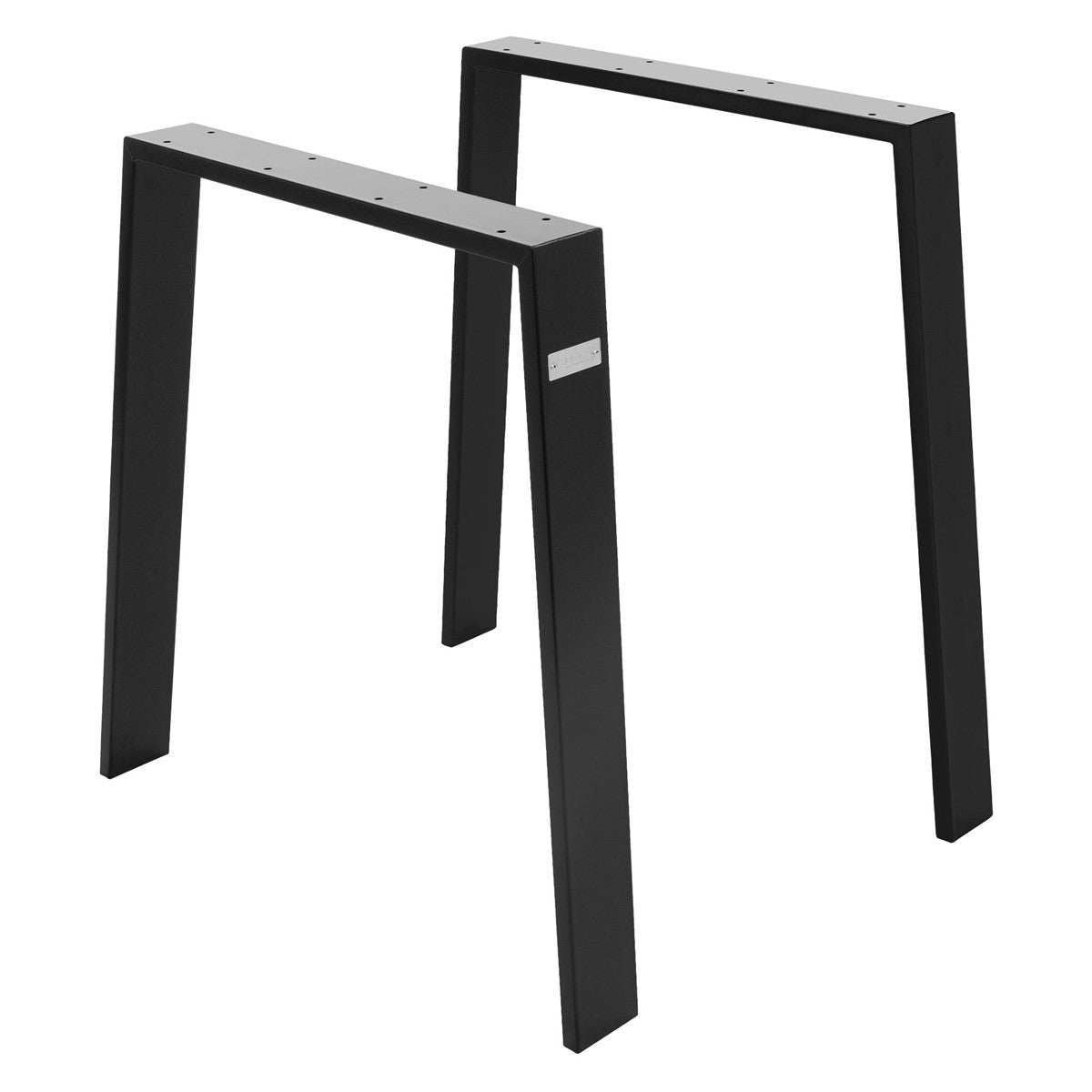 Two black metal table legs, rectangular and sturdy.