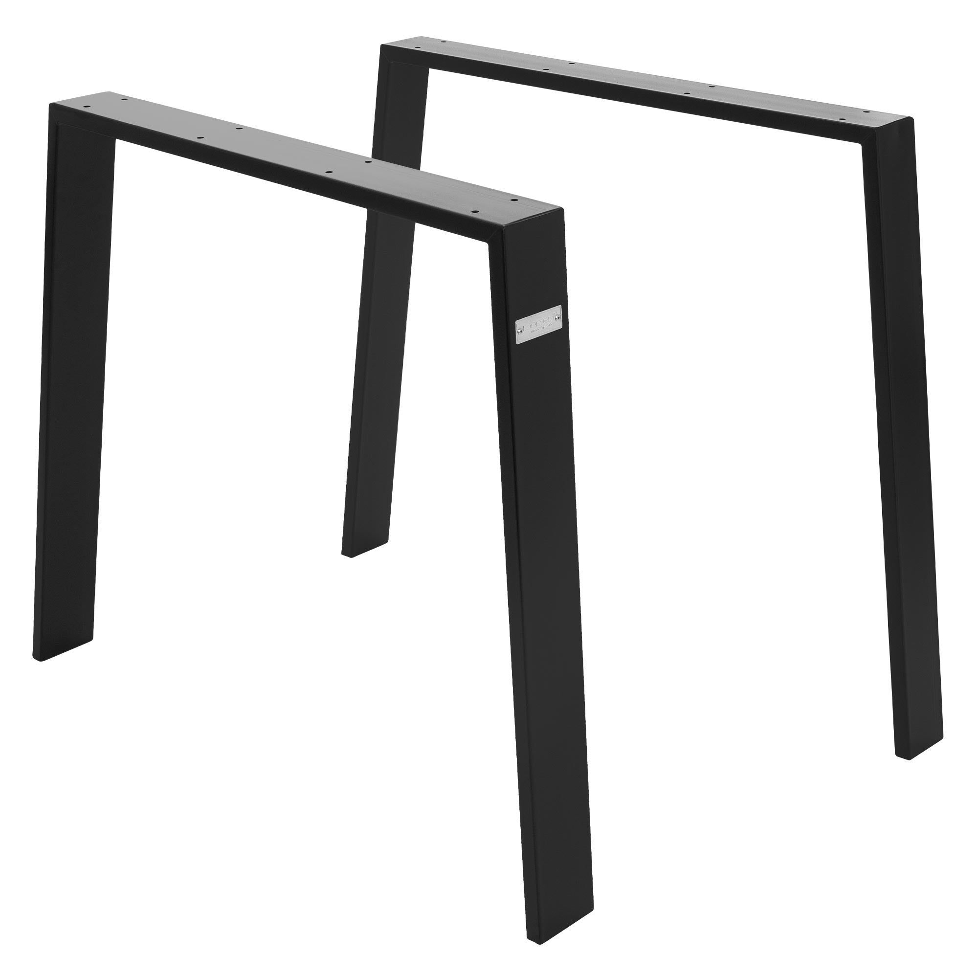 Zwei schwarze Metallgestelle mit quadratischen Beinen.
