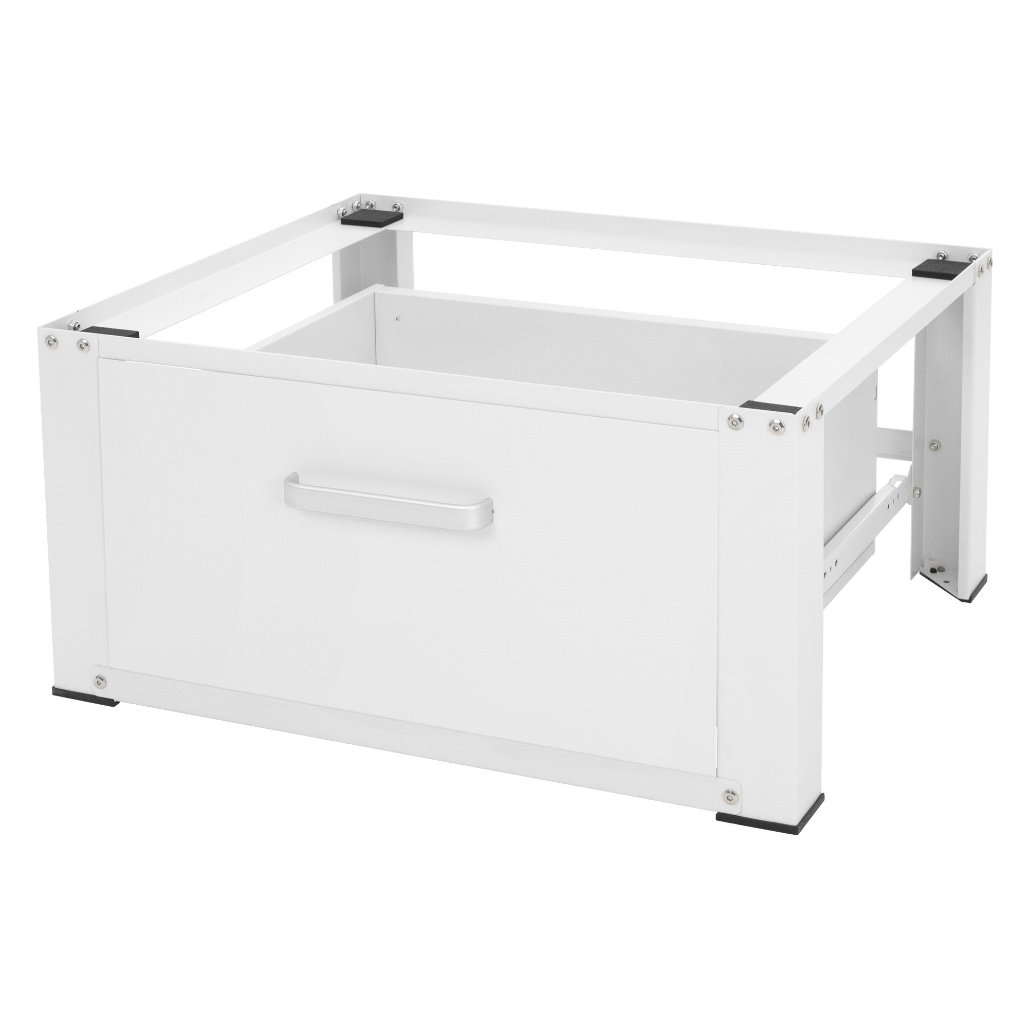 Weißer Schubladenschrank ohne Inhalt, mit Griff.