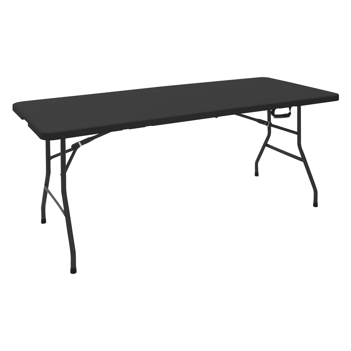 A long folding table in an upright position, on a white background.