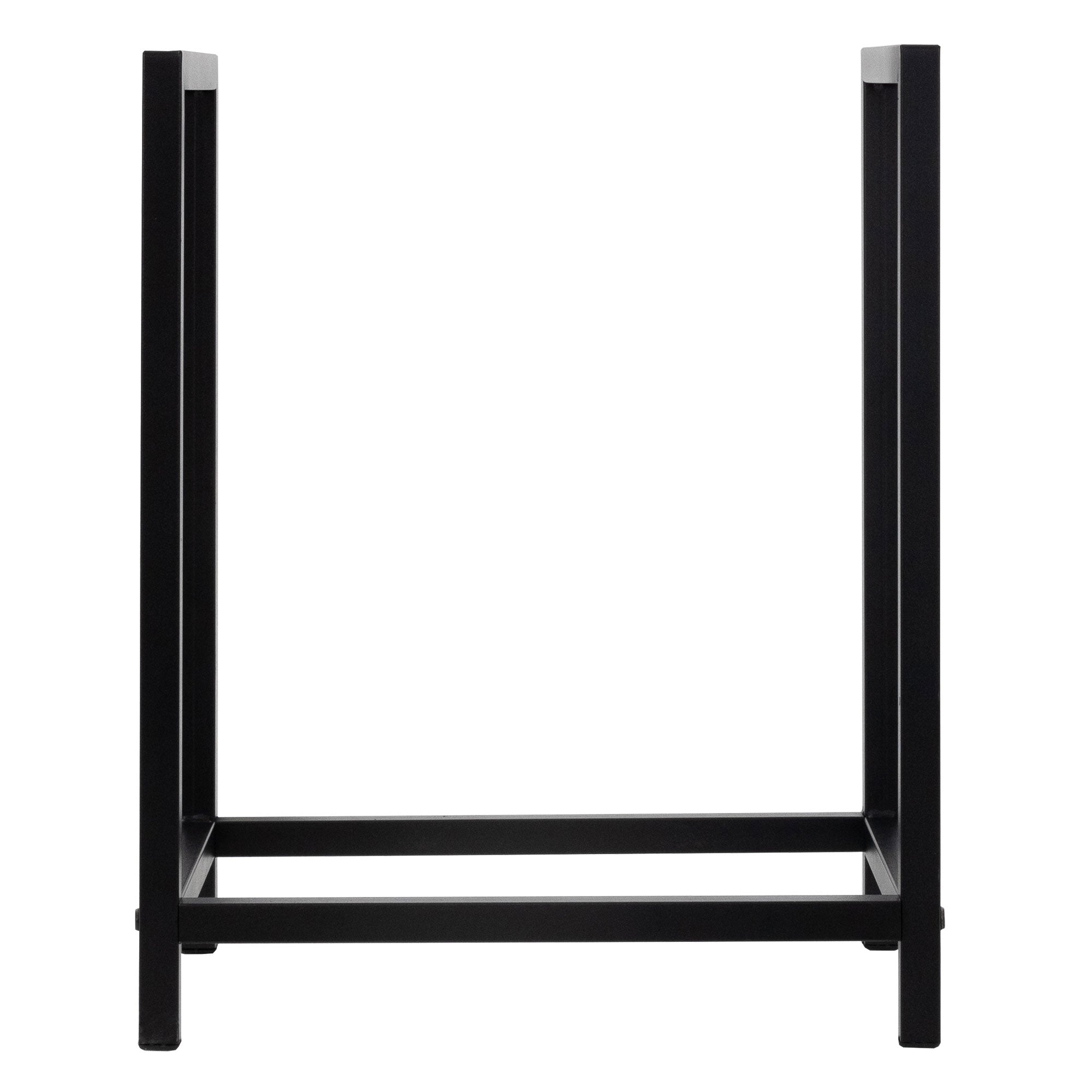 Black table frame from the front, with four legs.