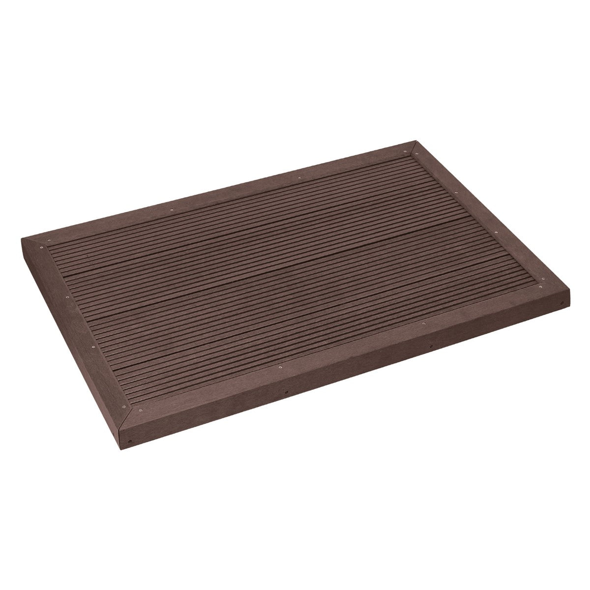 Brown wooden board with a grooved texture on a white background.