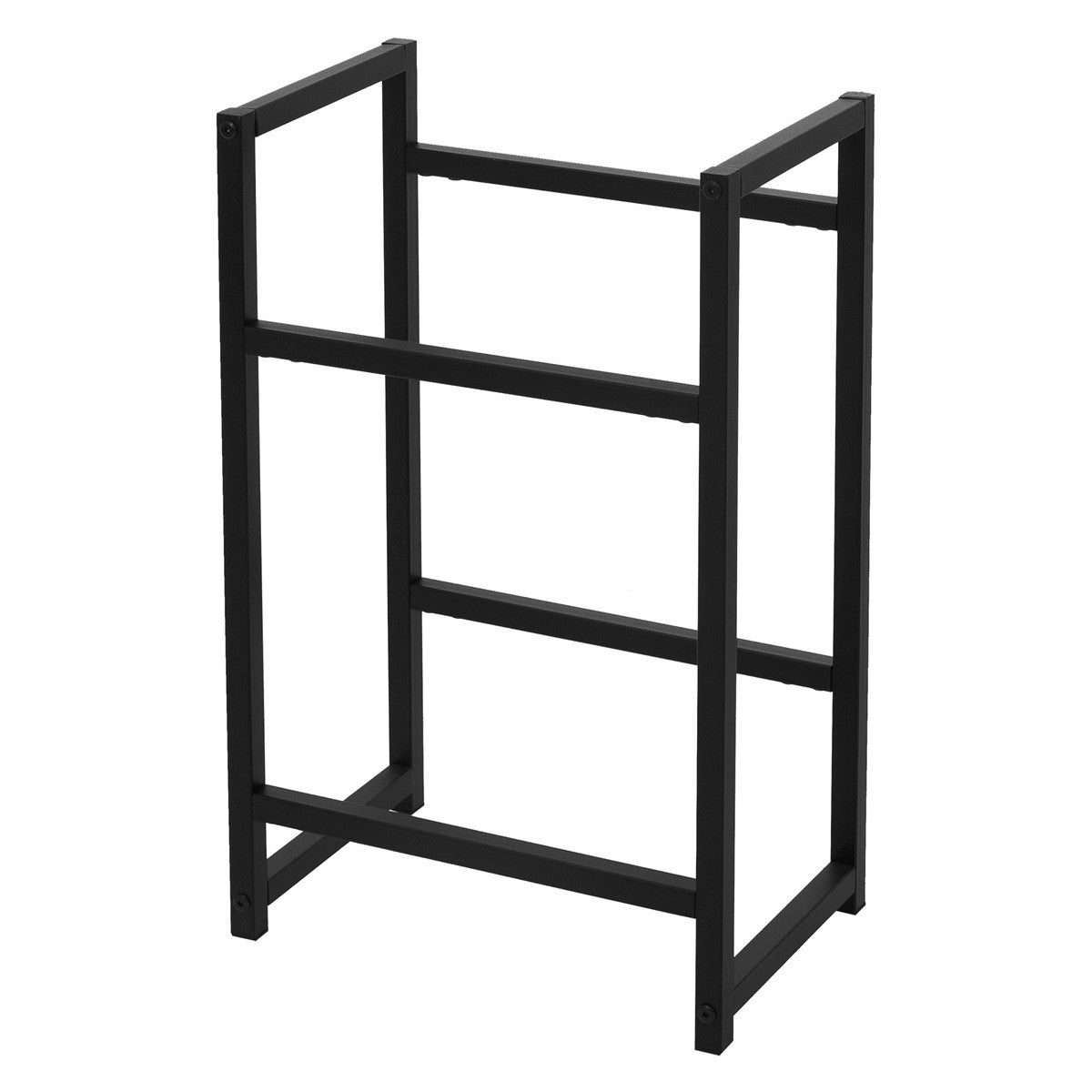 Estructura negra en posición vertical, sin objetos adicionales.