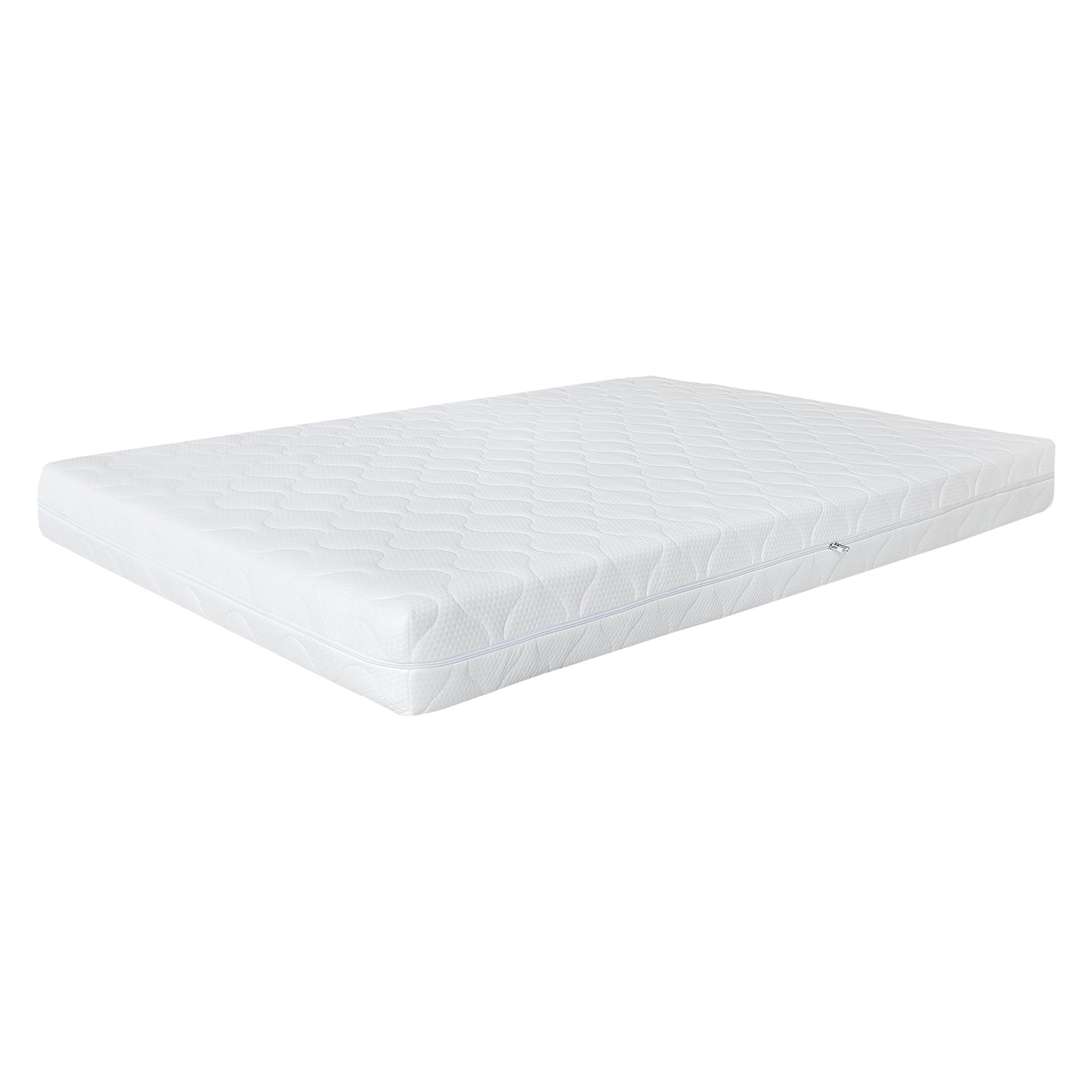 White cold foam mattress on a bed.