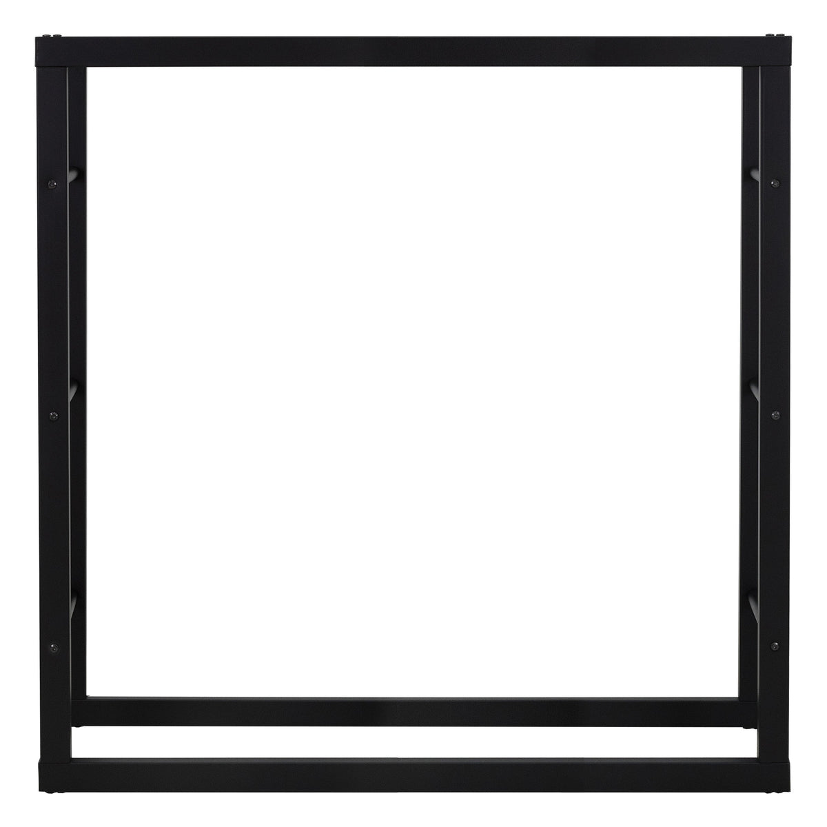 A black metal frame without filling, rectangular and stable.