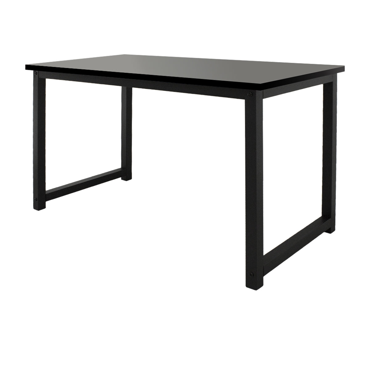 Table noire avec un cadre en métal stable.