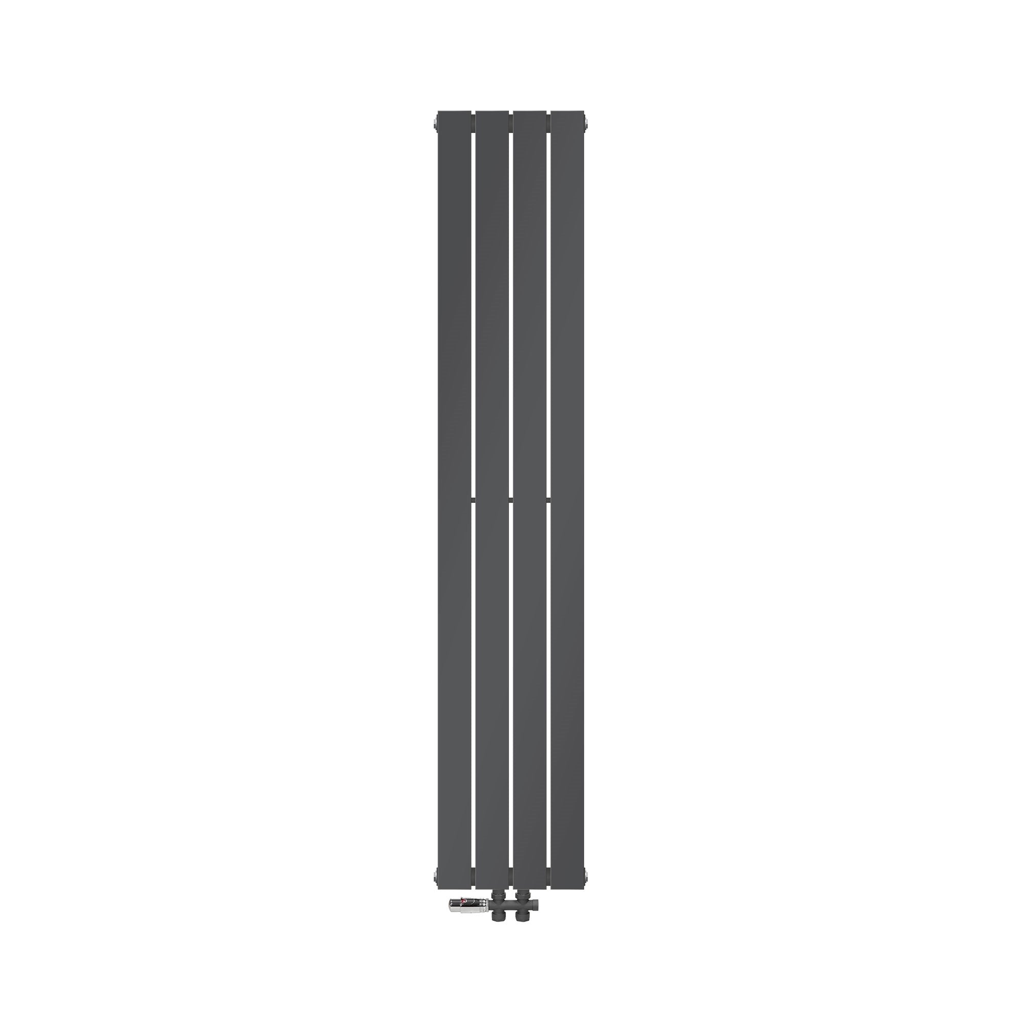 Anthracite heating panel on a floor, arranged vertically.