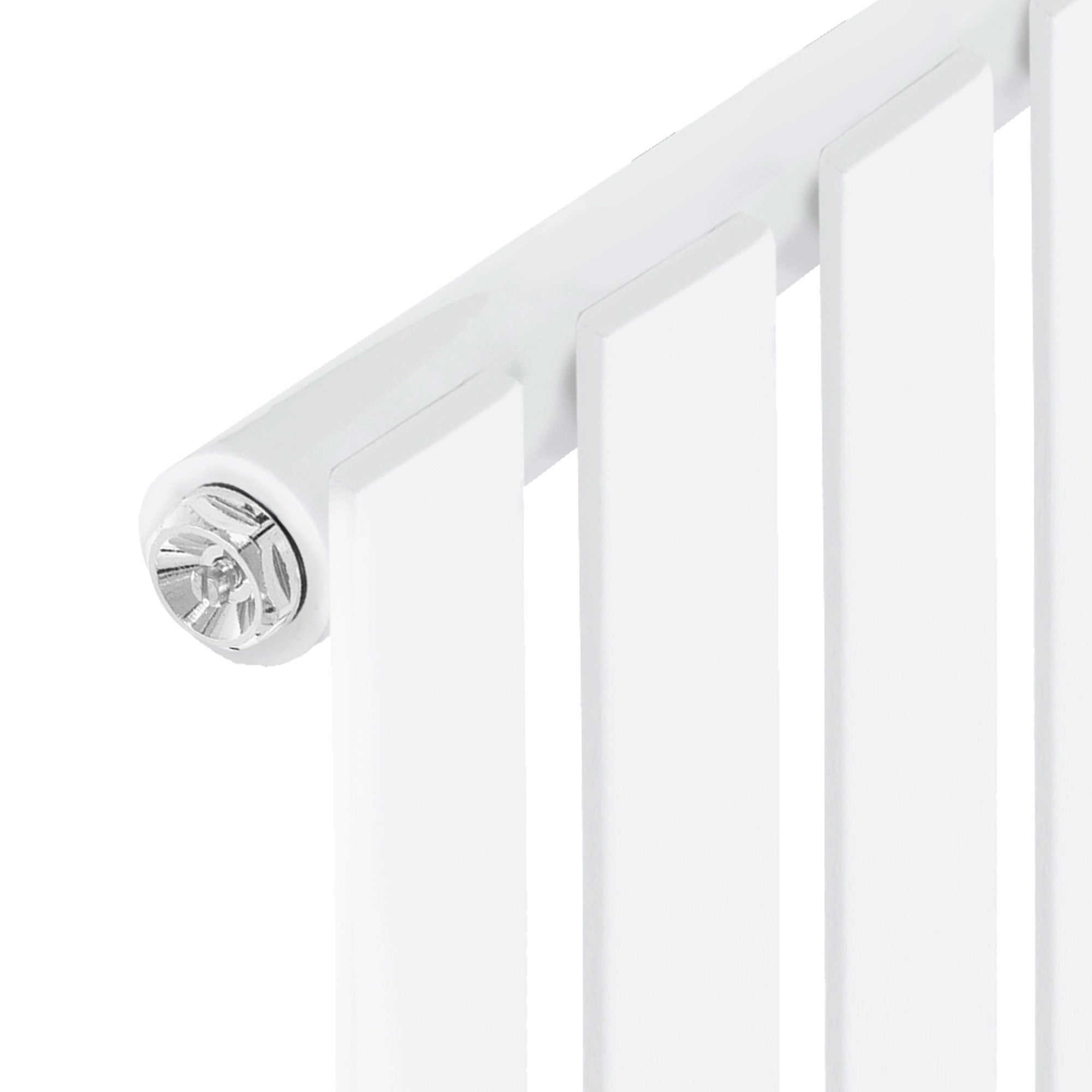 Detail view of a white heating panel with one connection.