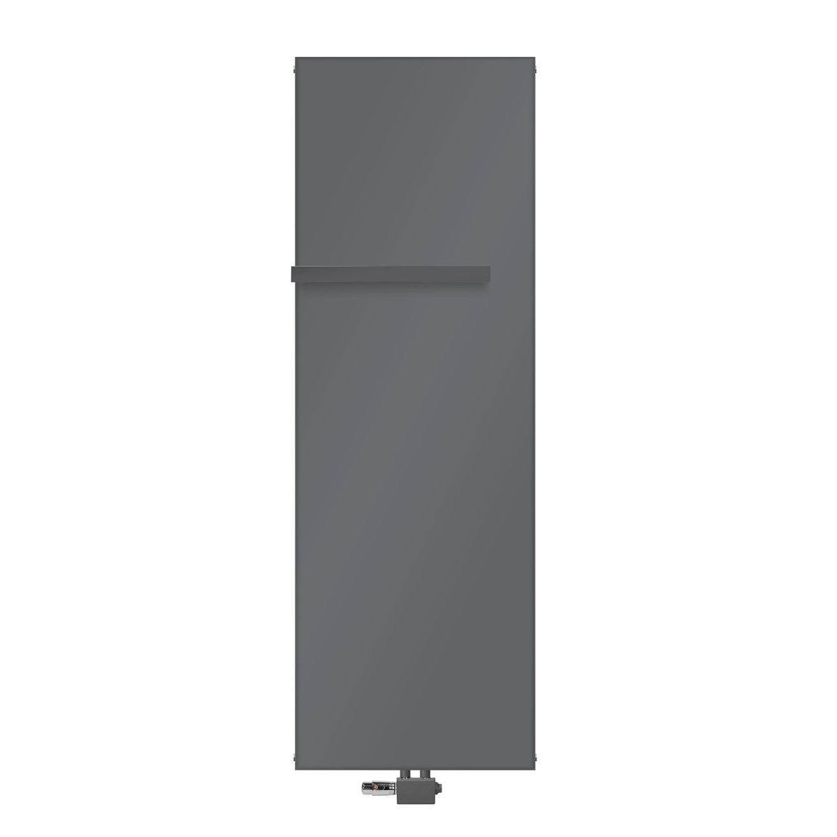 Anthrazitfarbener Heizkörper mit einem horizontalen Griff.