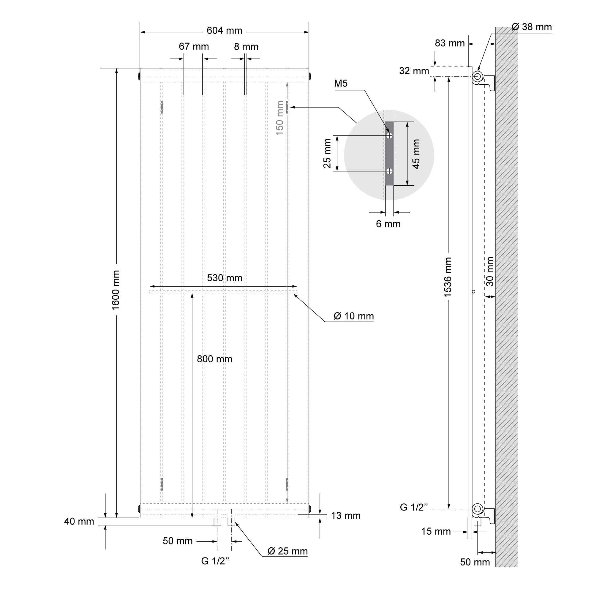 Dessin technique de la plaque de chauffage avec dimensions et détails.