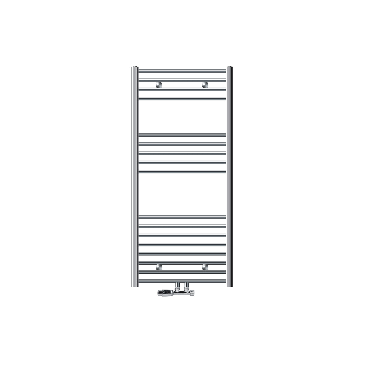 Ein vertikaler Handtuchheizkörper mit mehreren horizontalen St