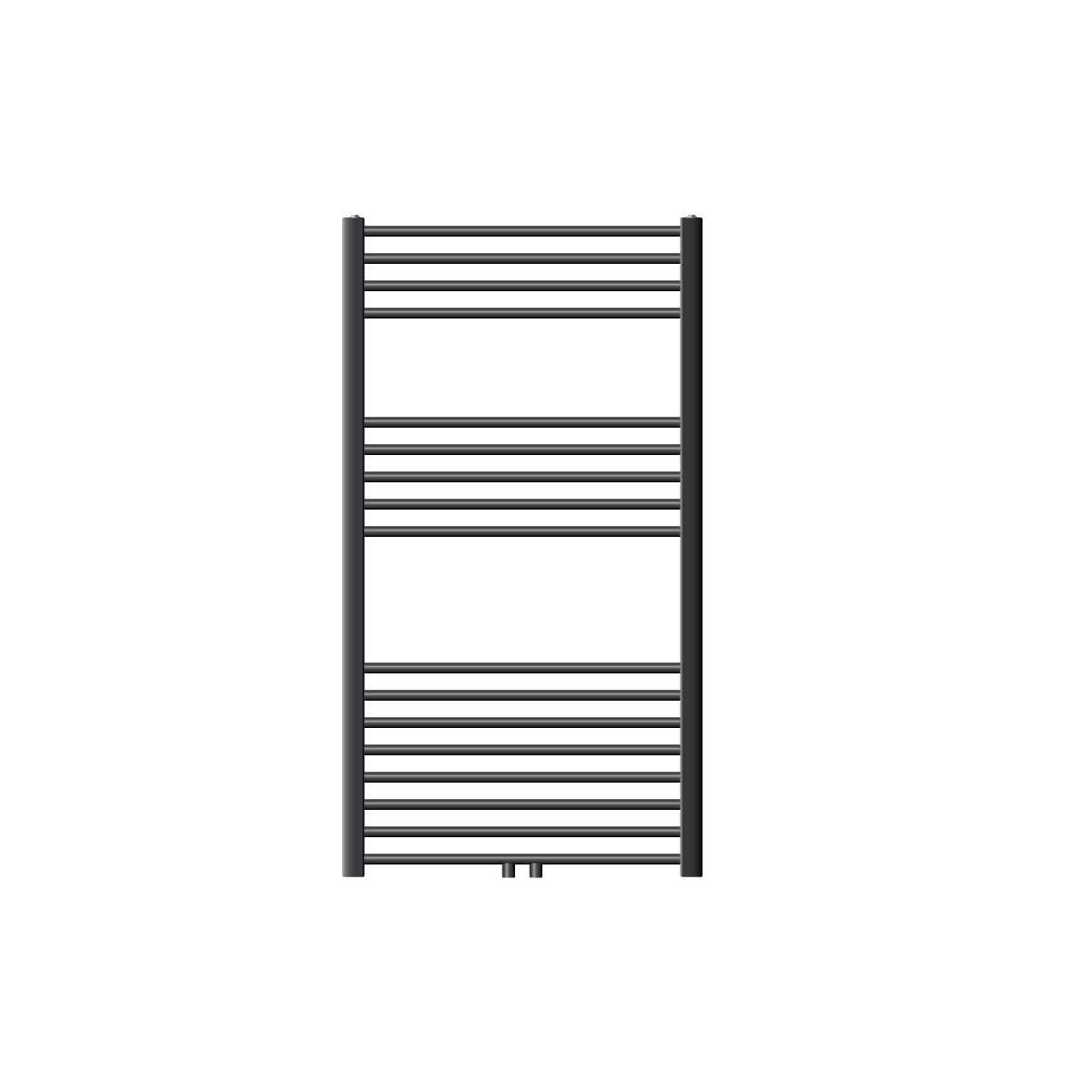 Handtuchheizkörper mit sieben horizontalen Röhren in Anthrazitfarbe.