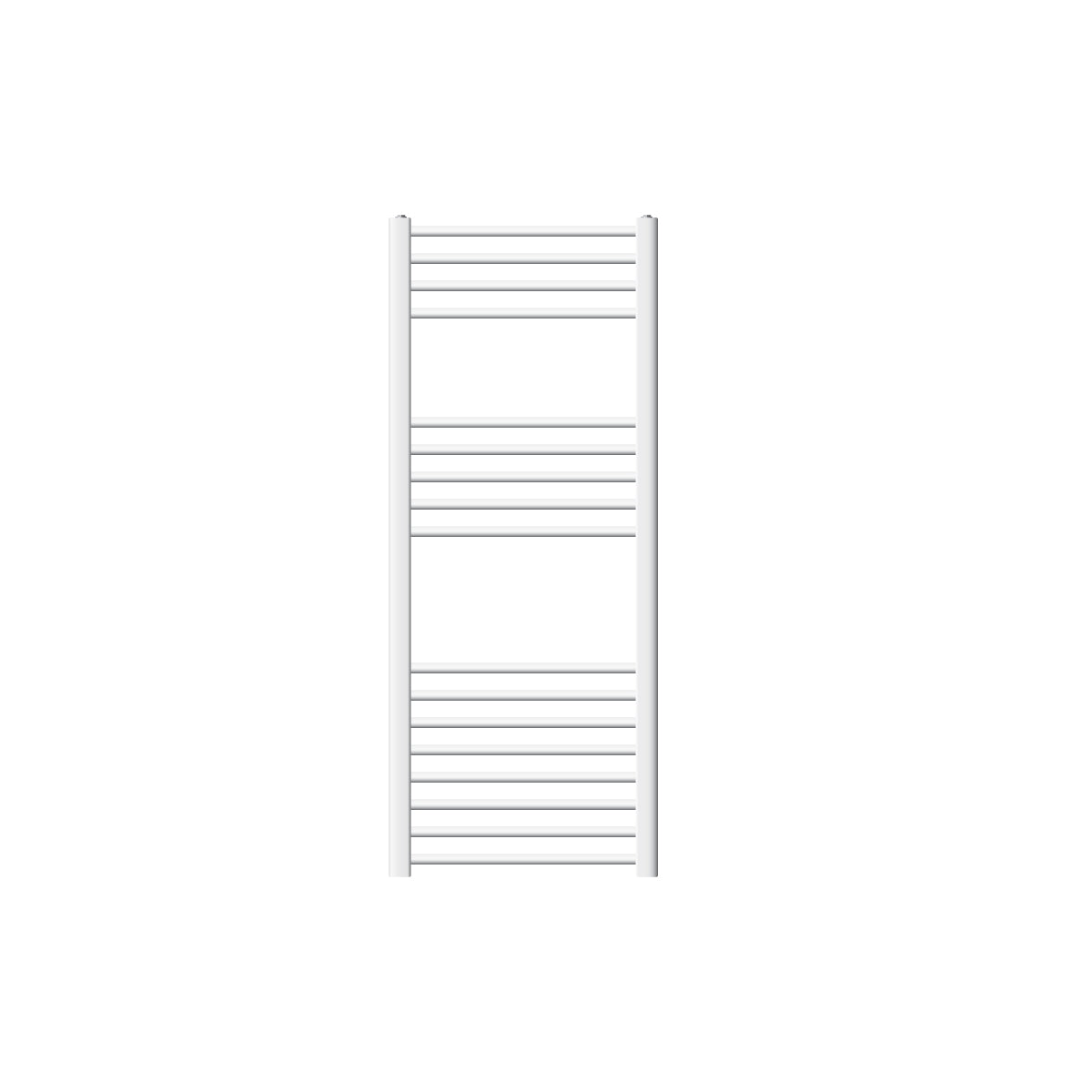 Weißer Handtuchheizkörper mit wenigen horizontalen Streben.