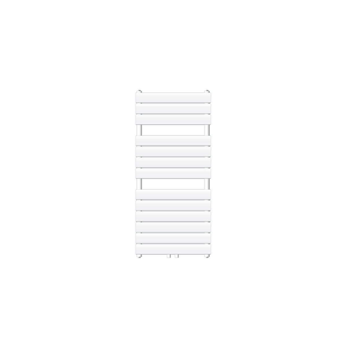 White towel radiator with wide horizontal slats.